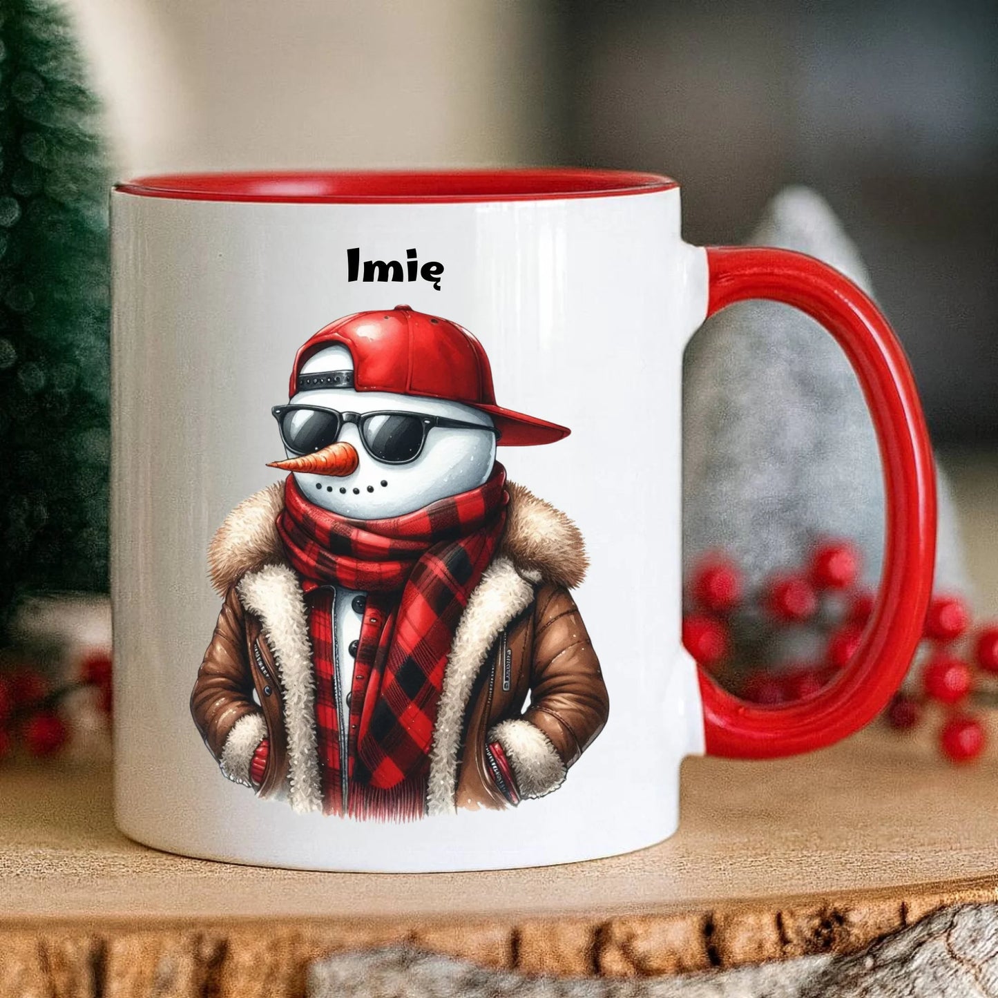 Kubek świąteczny - Stylowy bałwan - personalizowany BN129 - StoryCups.pl