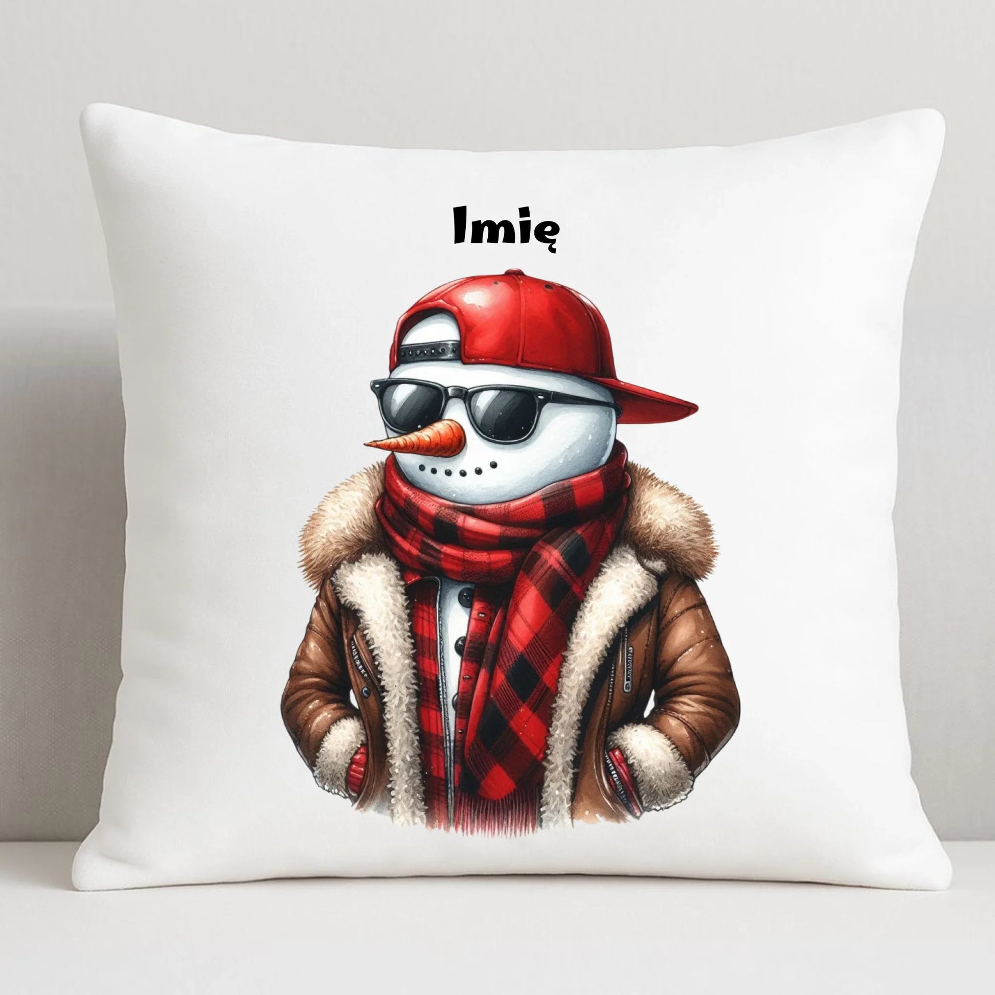 Poduszka świąteczna - Stylowy bałwan - personalizowana BN129 - StoryCups.pl