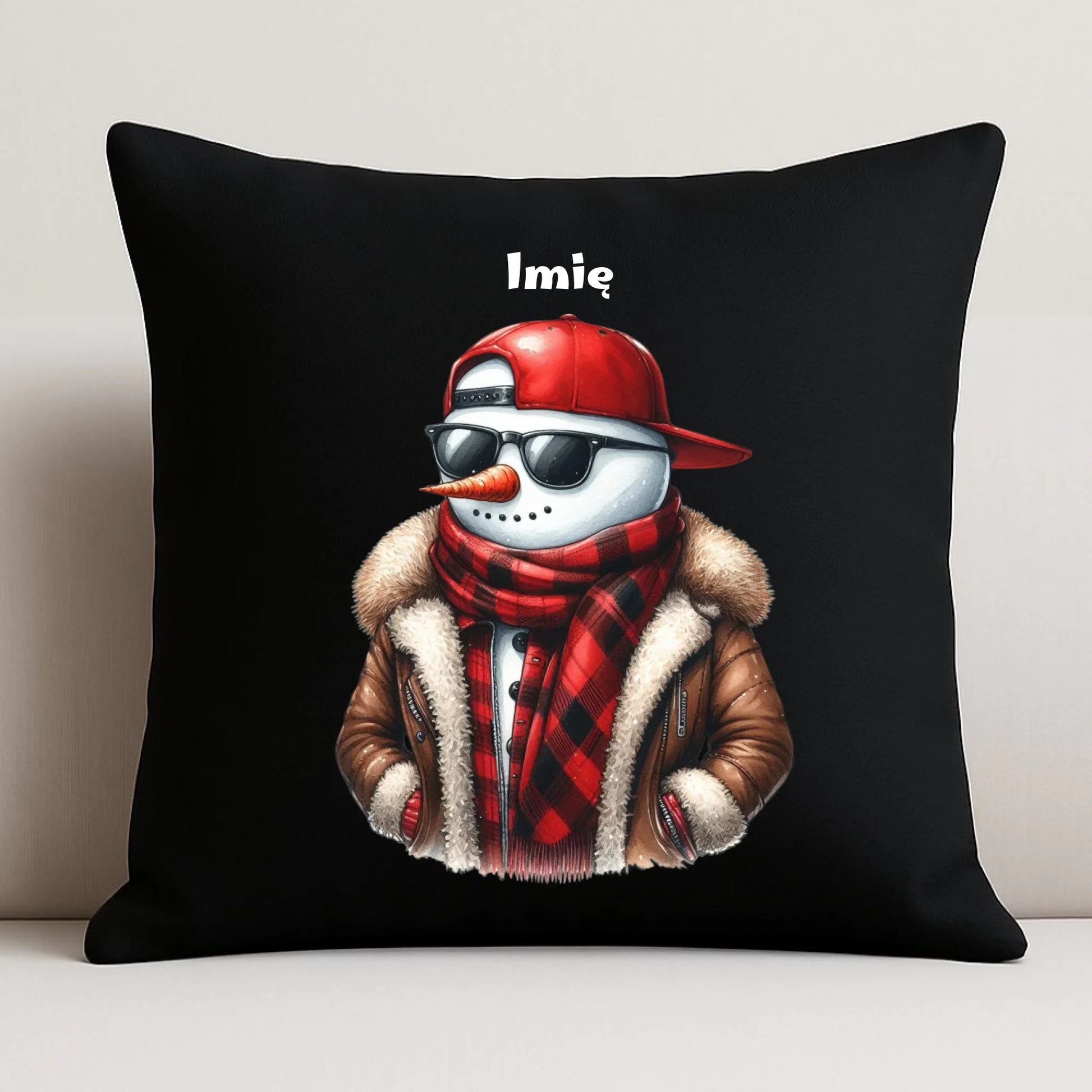 Poduszka dekoracyjna świąteczna - Stylowy bałwan - personalizowana BN129 - StoryCups.pl