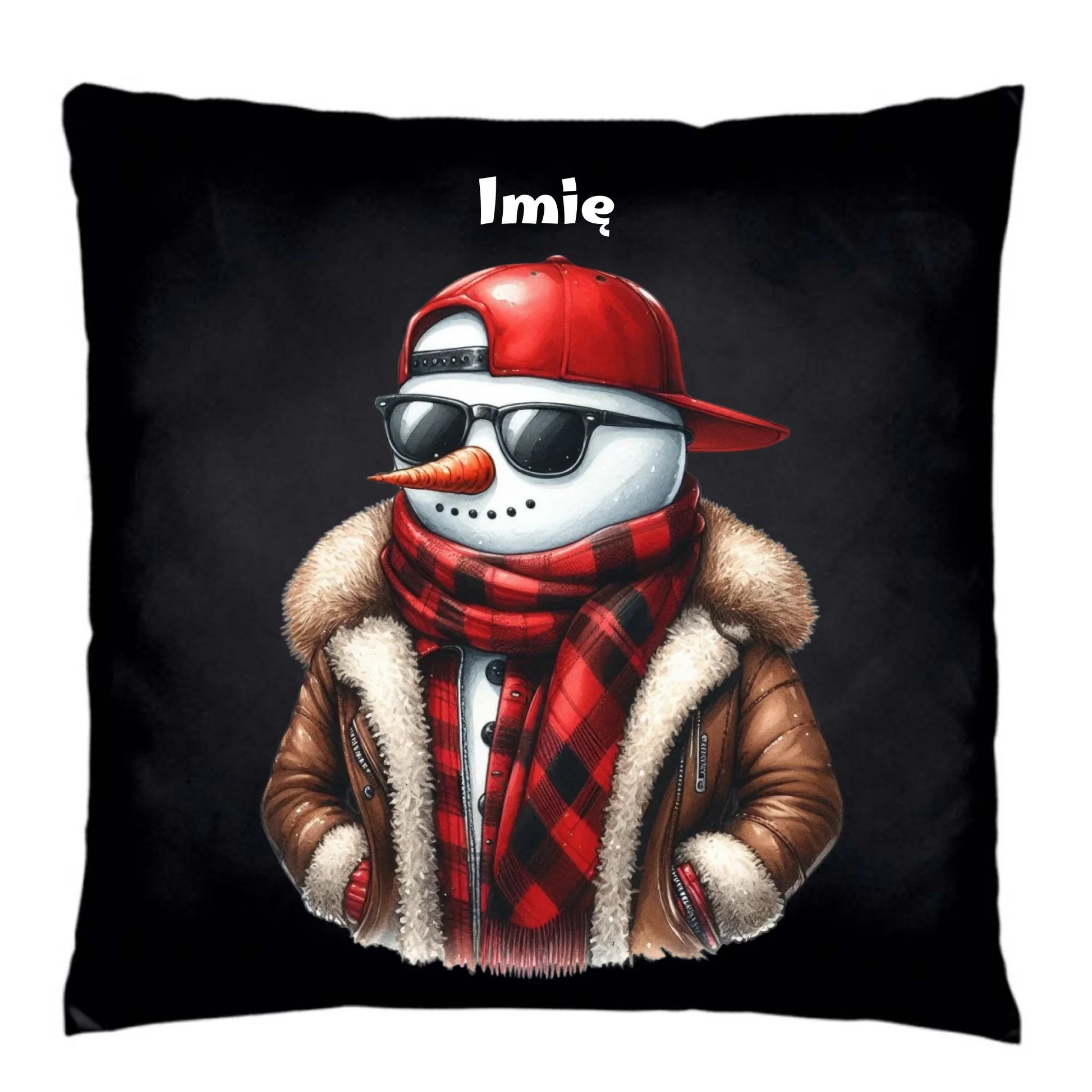 Poduszka dekoracyjna świąteczna - Stylowy bałwan - personalizowana BN129 - StoryCups.pl