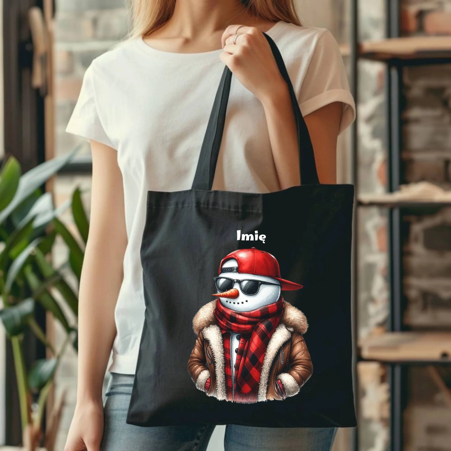 Torba świąteczna - Stylowy bałwan - personalizowana BN129 - StoryCups.pl