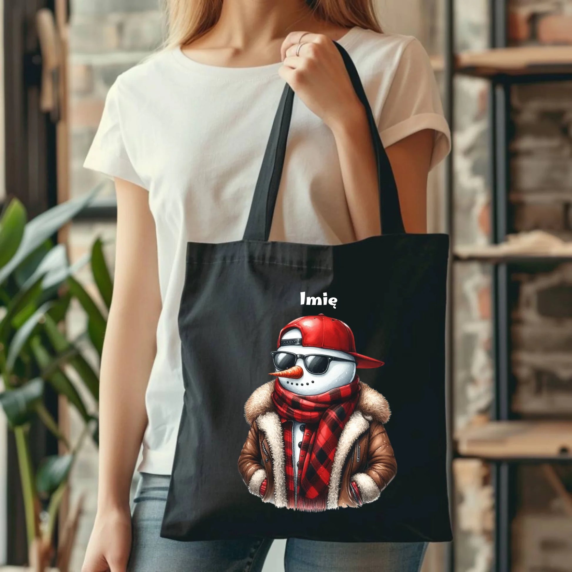 Torba świąteczna - Stylowy bałwan - personalizowana BN129 - StoryCups.pl