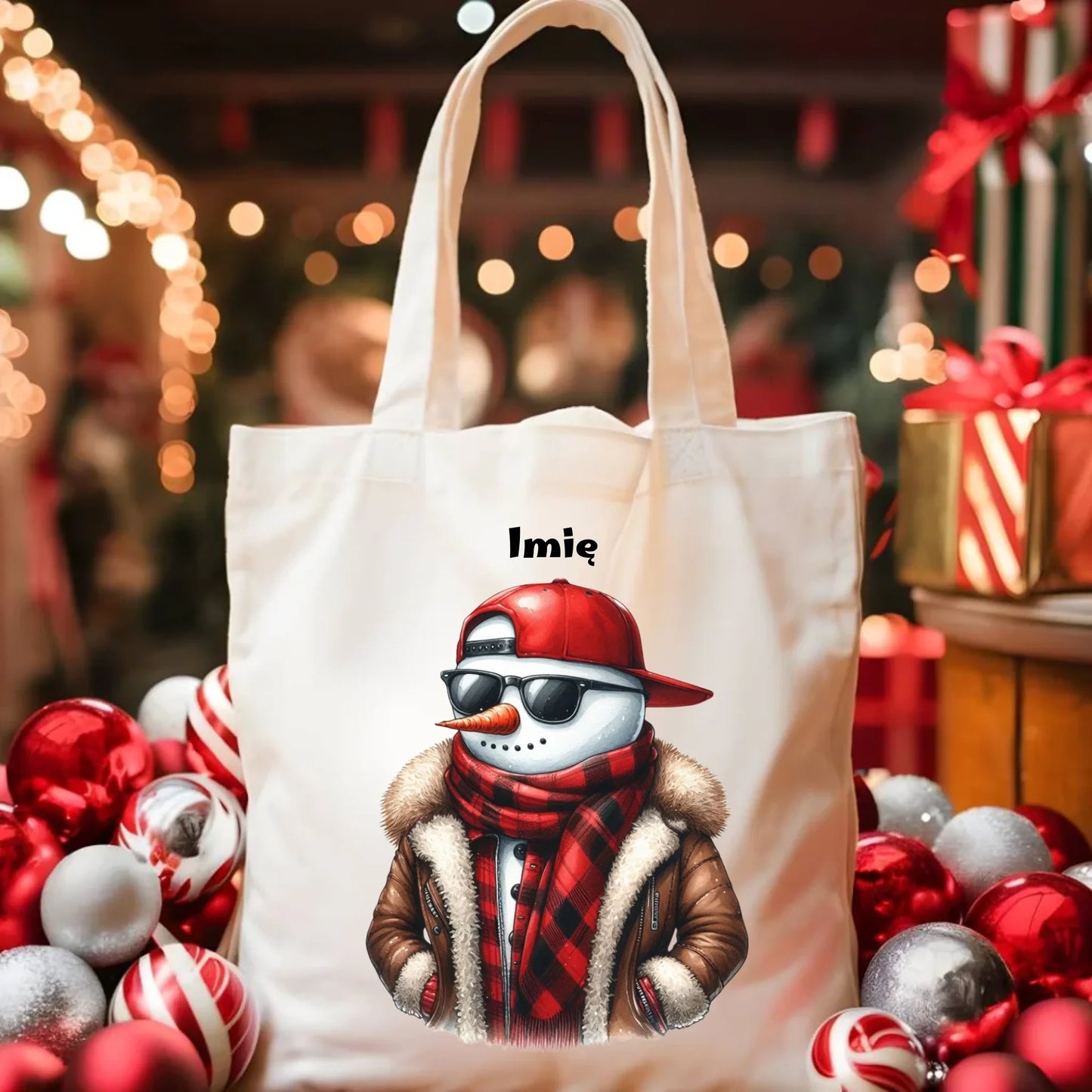 Torba świąteczna - Stylowy bałwan - personalizowana BN129 - StoryCups.pl