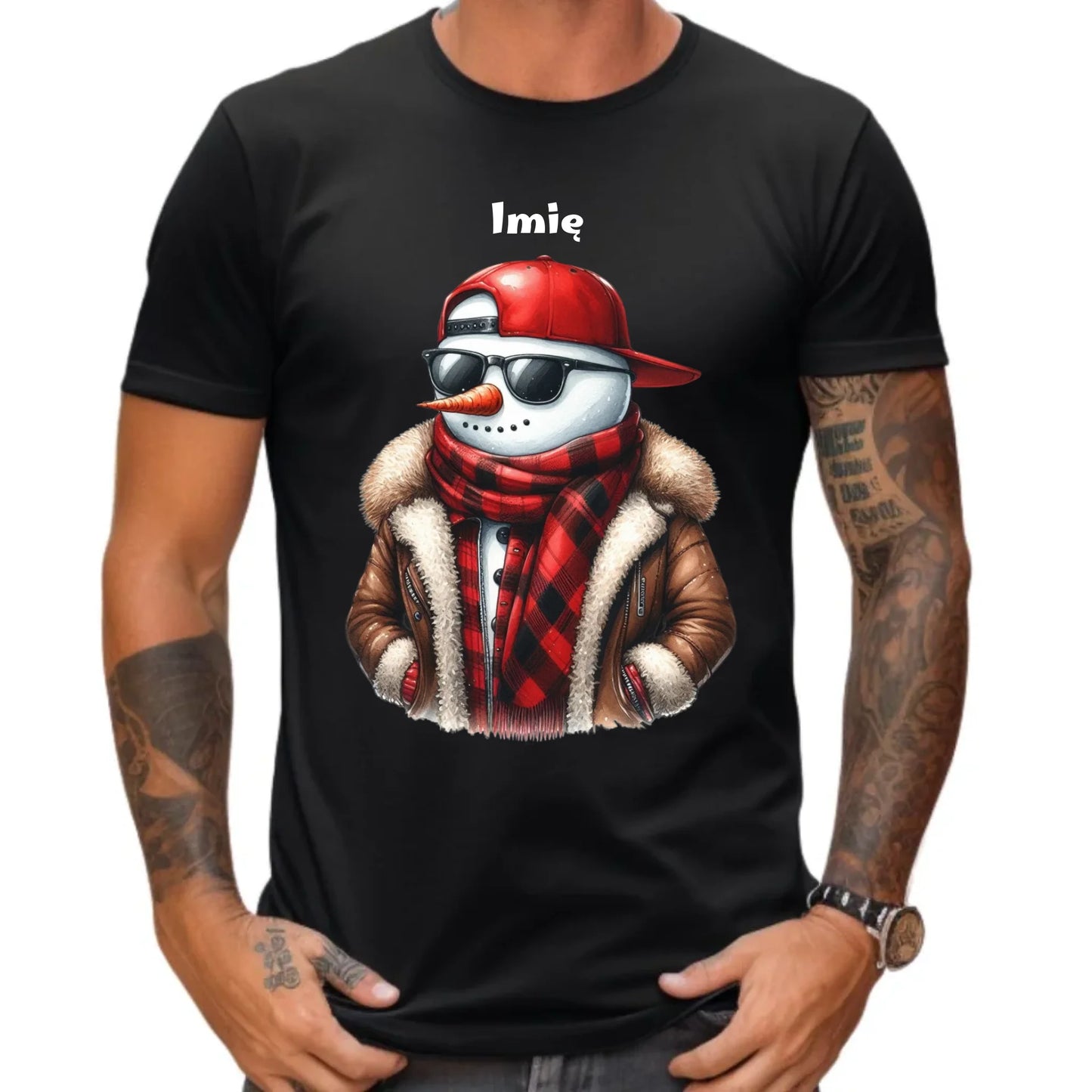 Koszulka męska świąteczna - Stylowy bałwan - personalizowana BN129 - StoryCups.pl