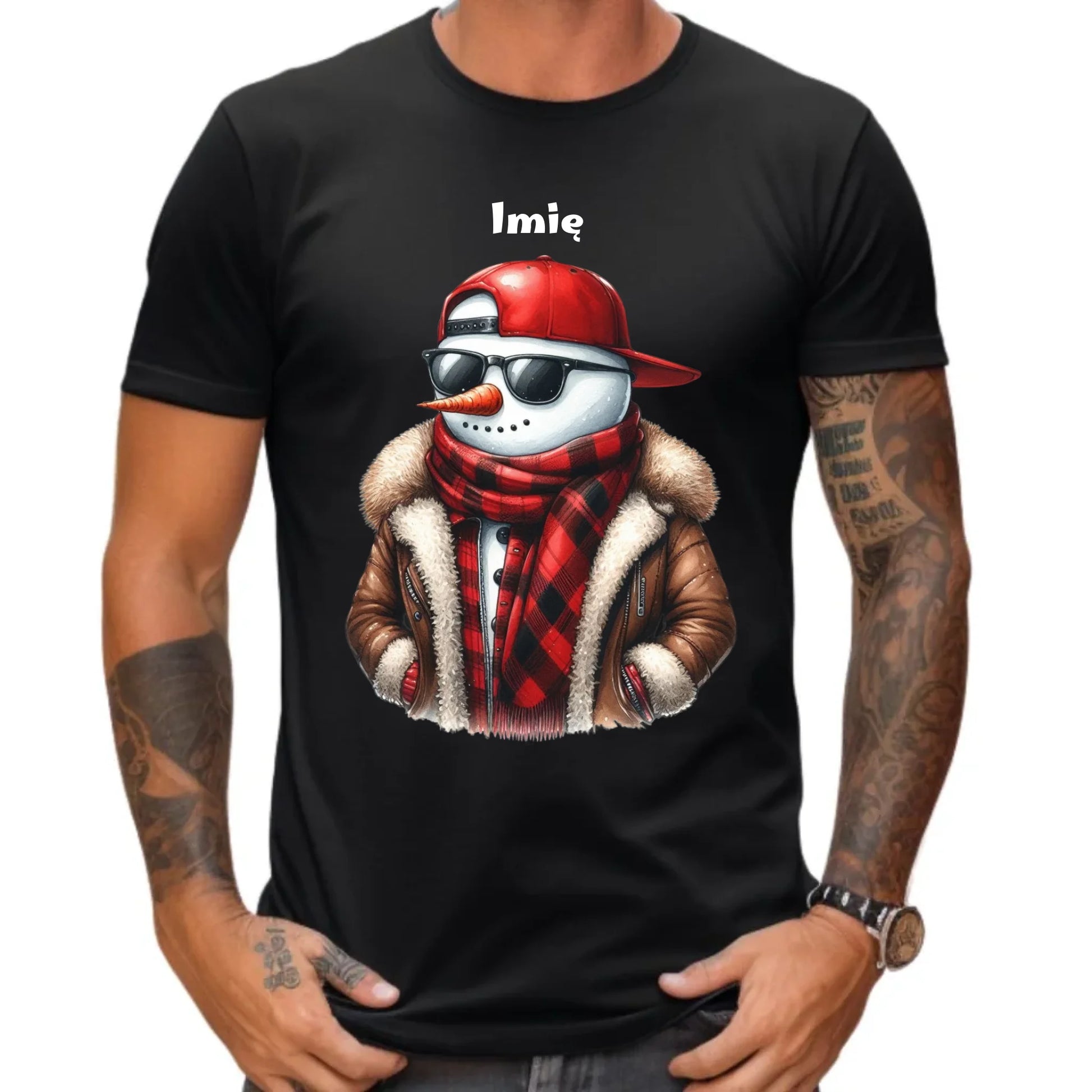 Koszulka męska świąteczna - Stylowy bałwan - personalizowana BN129 - StoryCups.pl