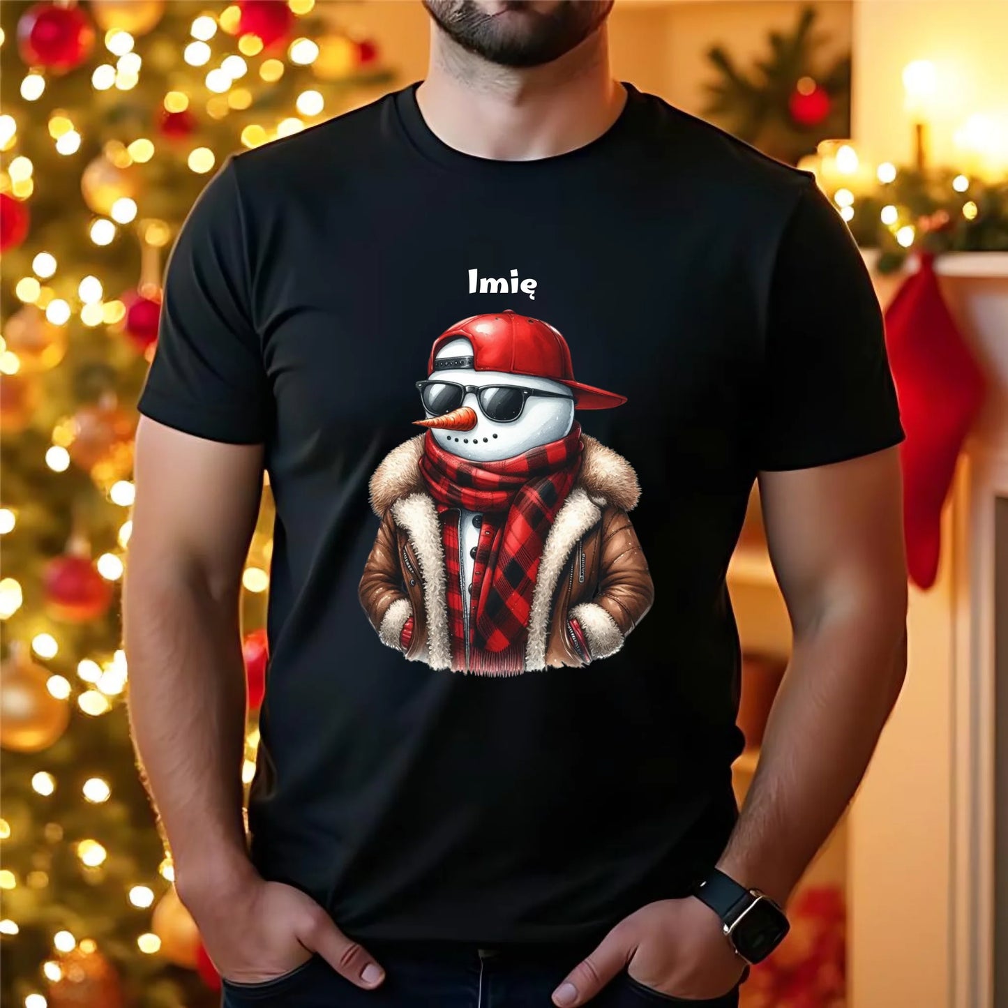 Koszulka męska świąteczna - Stylowy bałwan - personalizowana BN129 - StoryCups.pl