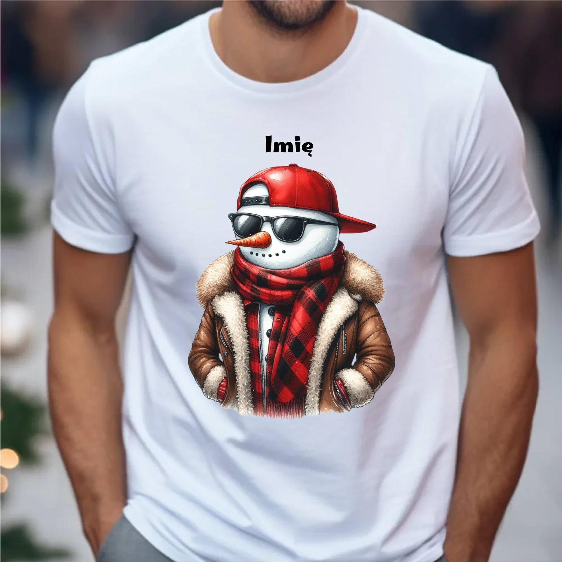 Koszulka męska świąteczna - Stylowy bałwan - personalizowana BN129 - StoryCups.pl