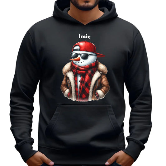 Bluza męska z kapturem świąteczna - Stylowy bałwan - personalizowana BN129 - StoryCups.pl
