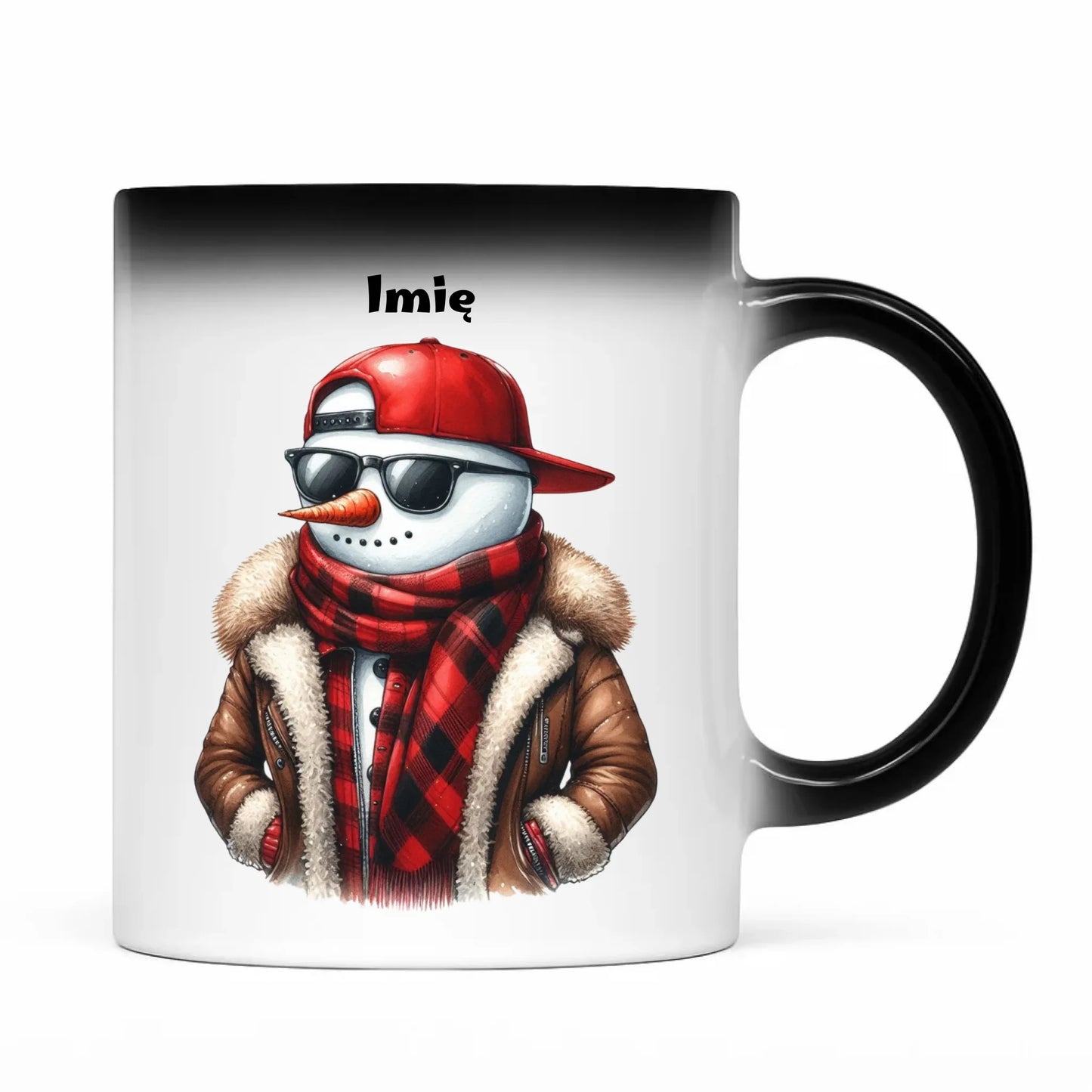 Kubek magiczny świąteczny - Stylowy bałwan - personalizowany BN129 - StoryCups.pl