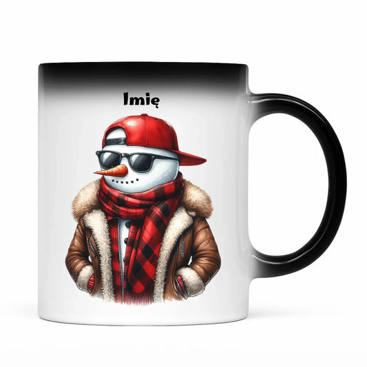 Kubek magiczny świąteczny - Stylowy bałwan - personalizowany BN129 - StoryCups.pl