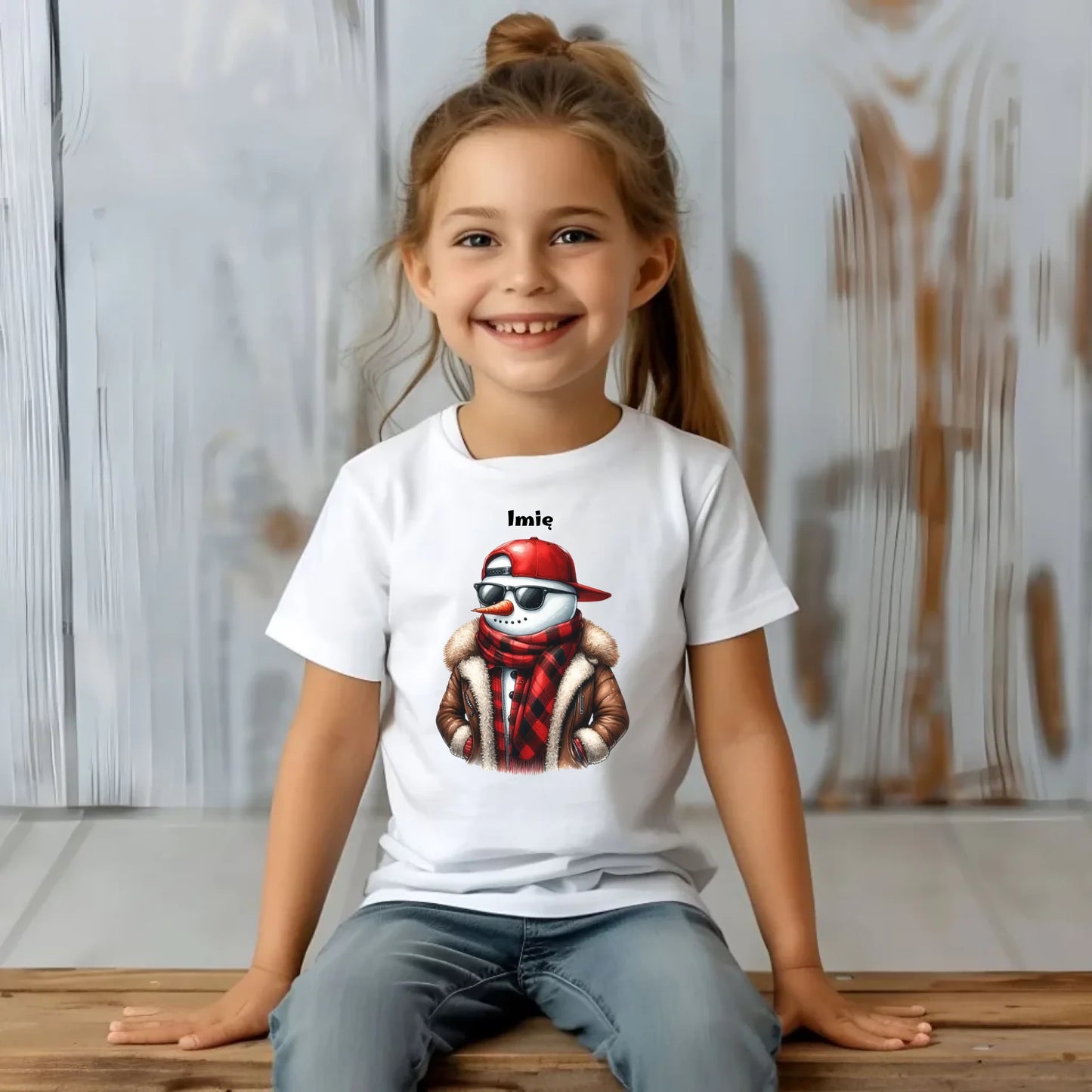 Koszulka dziecięca świąteczna - Stylowy bałwan - personalizowana BN129 - StoryCups.pl