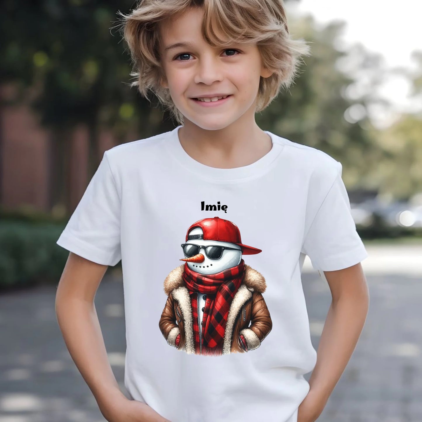 Koszulka dziecięca świąteczna - Stylowy bałwan - personalizowana BN129 - StoryCups.pl