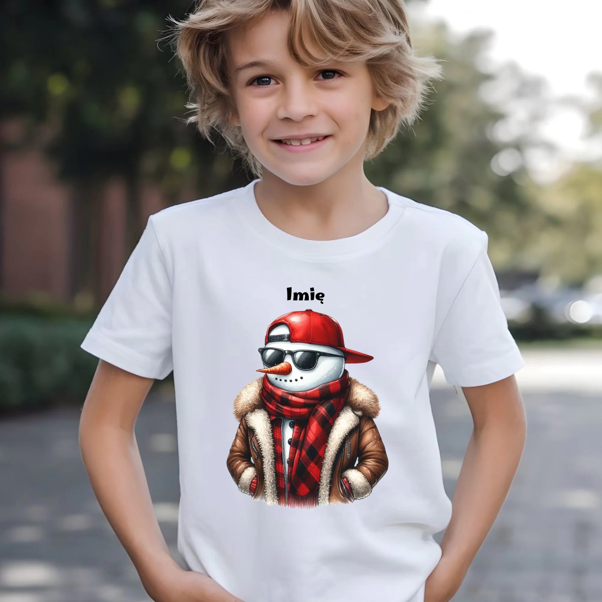 Koszulka dziecięca świąteczna - Stylowy bałwan - personalizowana BN129 - StoryCups.pl