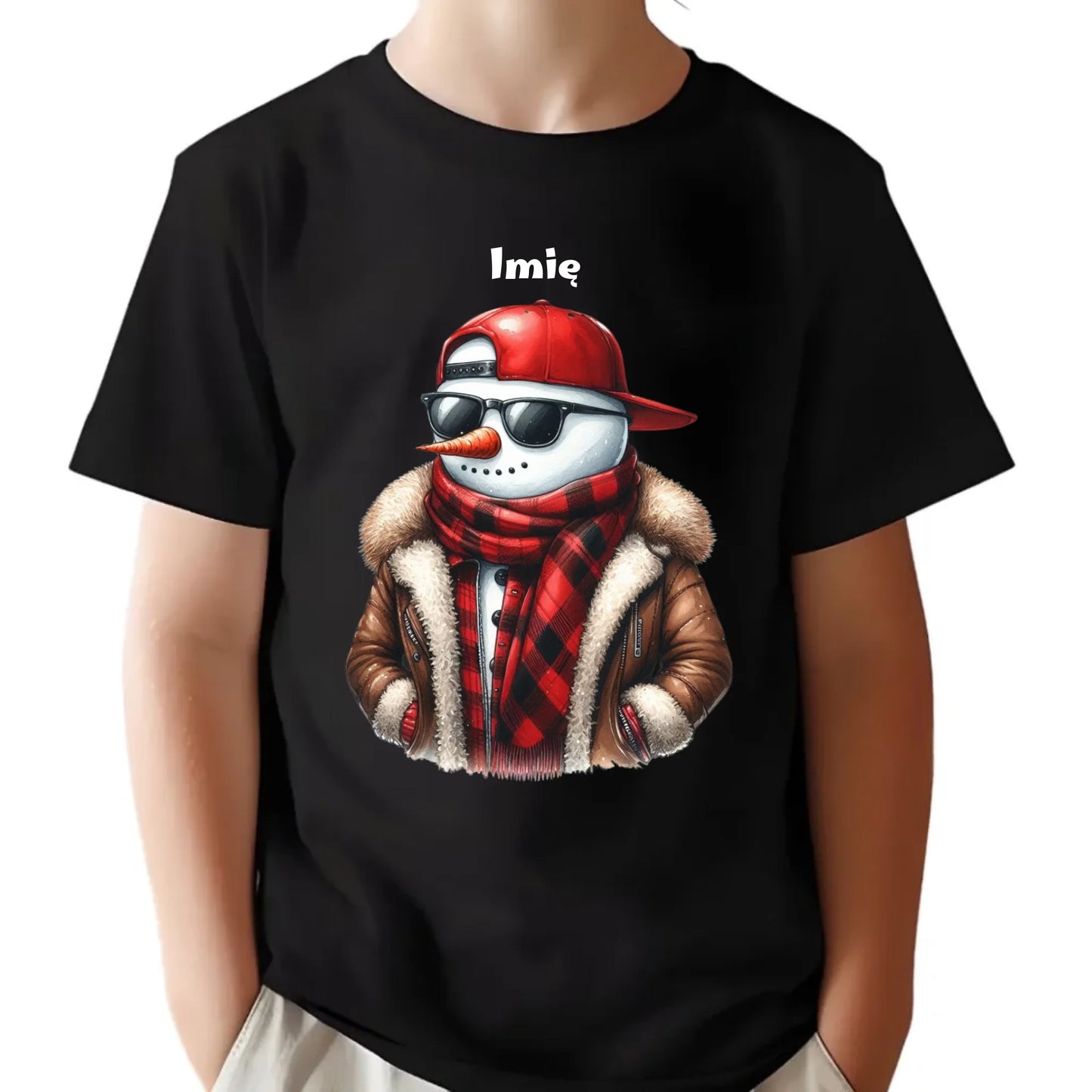 Koszulka dziecięca świąteczna - Stylowy bałwan - personalizowana BN129 - StoryCups.pl