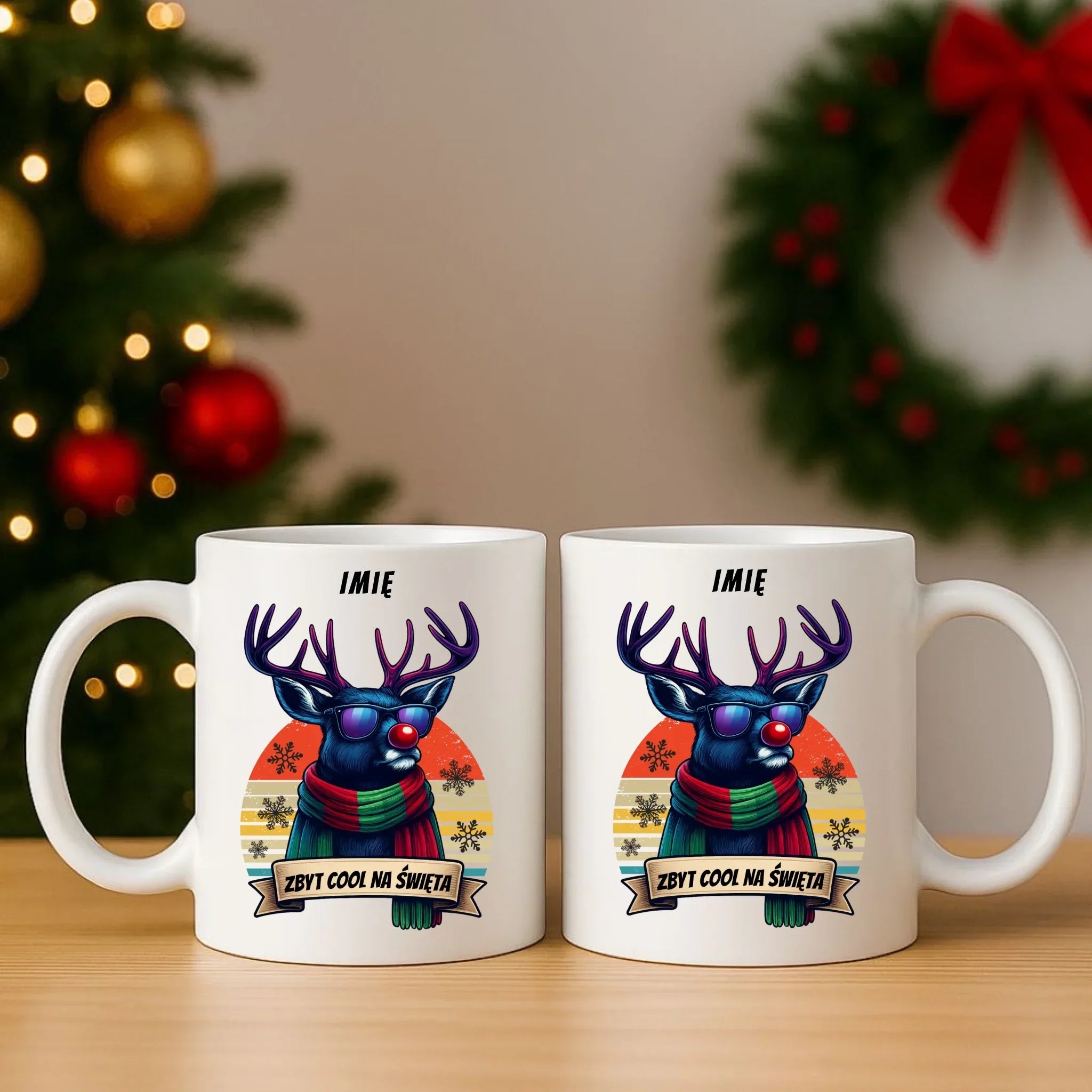Zestaw poduszka i kubek świąteczny z reniferem - Zbyt cool na święta - personalizowany BN128 - StoryCups.pl