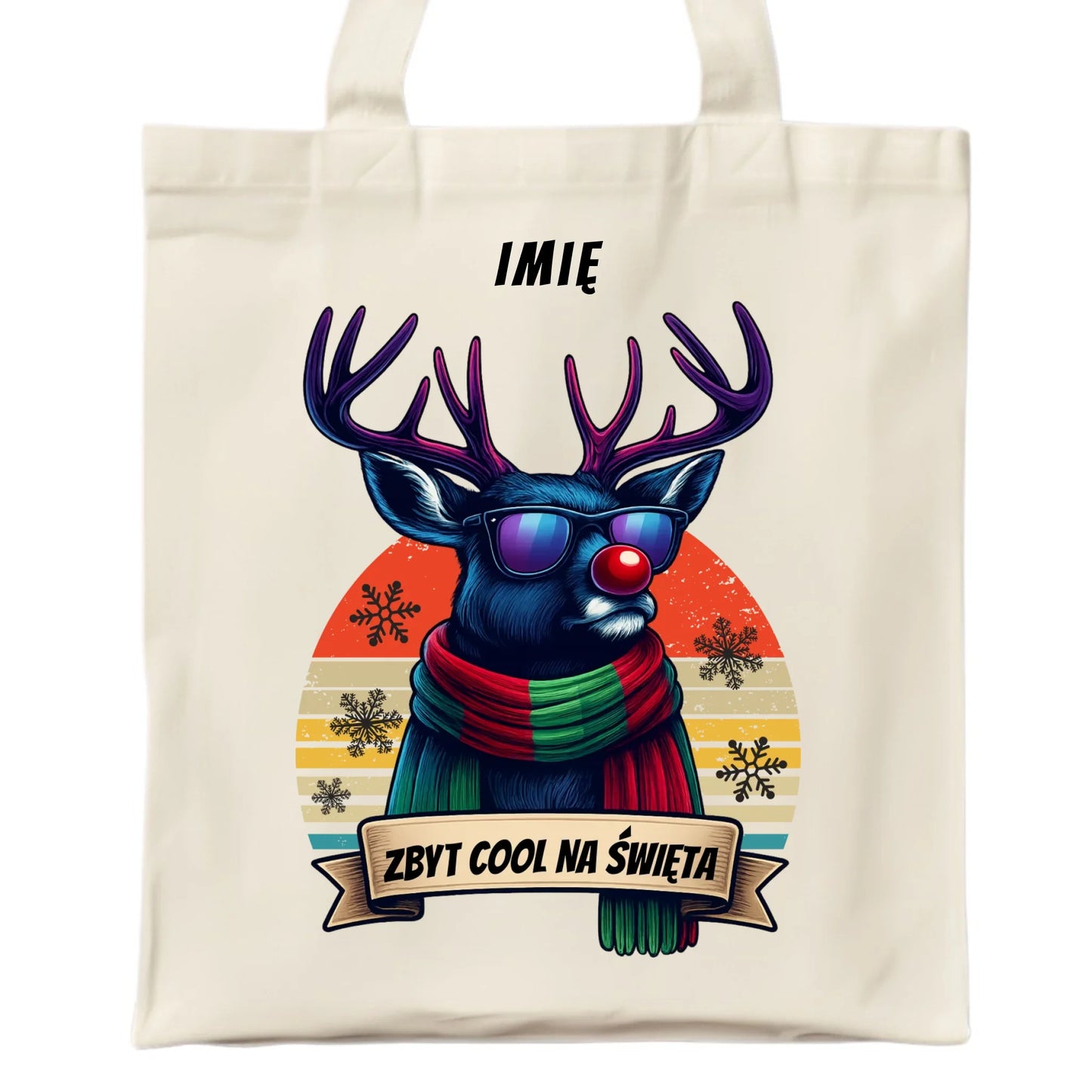 Torba świąteczna z reniferem - Zbyt cool na święta - personalizowana BN128 - StoryCups.pl
