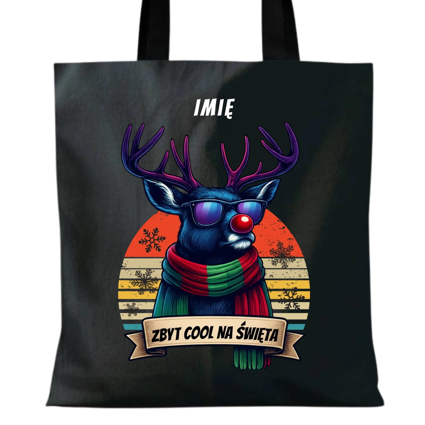 Torba świąteczna z reniferem - Zbyt cool na święta - personalizowana BN128 - StoryCups.pl
