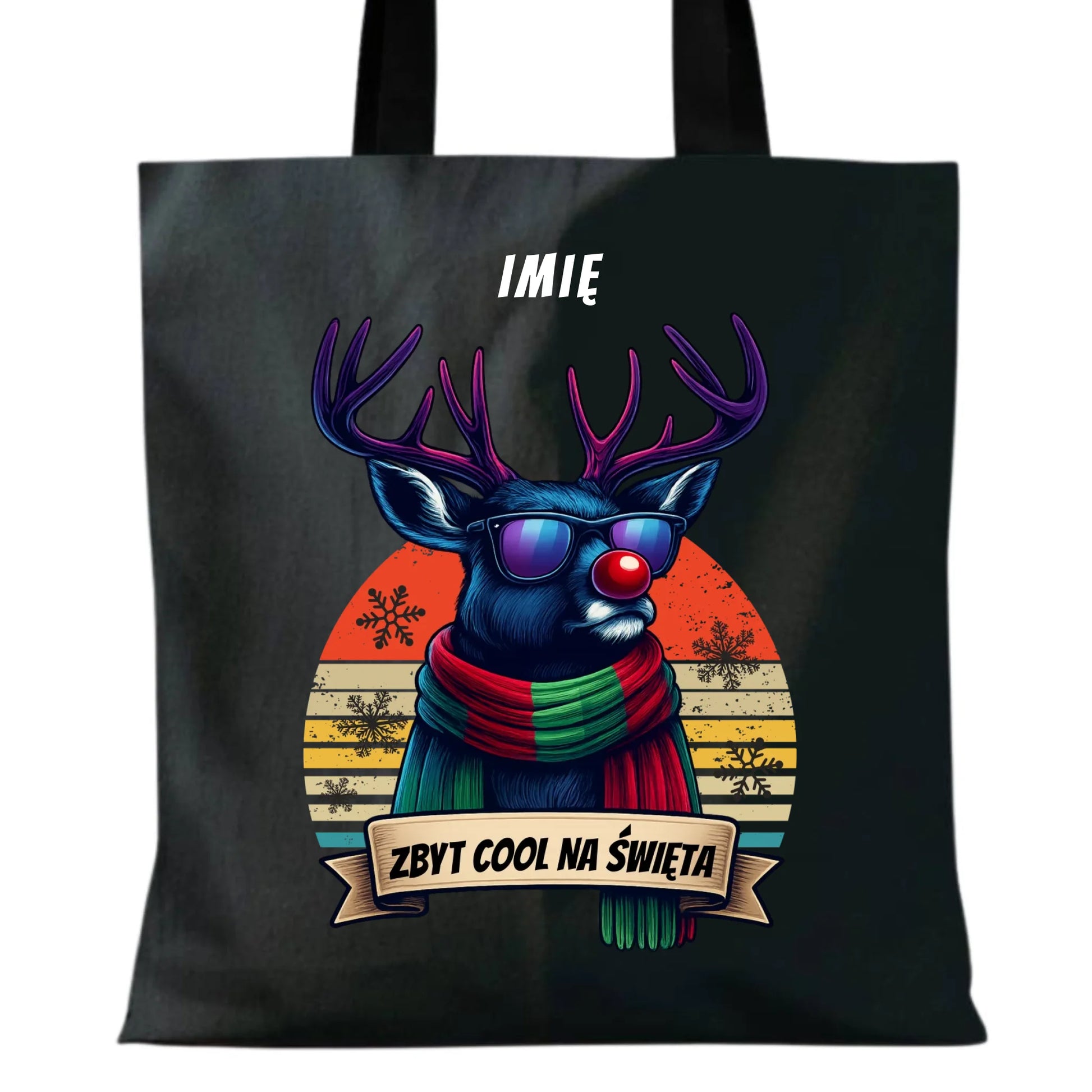 Torba świąteczna z reniferem - Zbyt cool na święta - personalizowana BN128 - StoryCups.pl