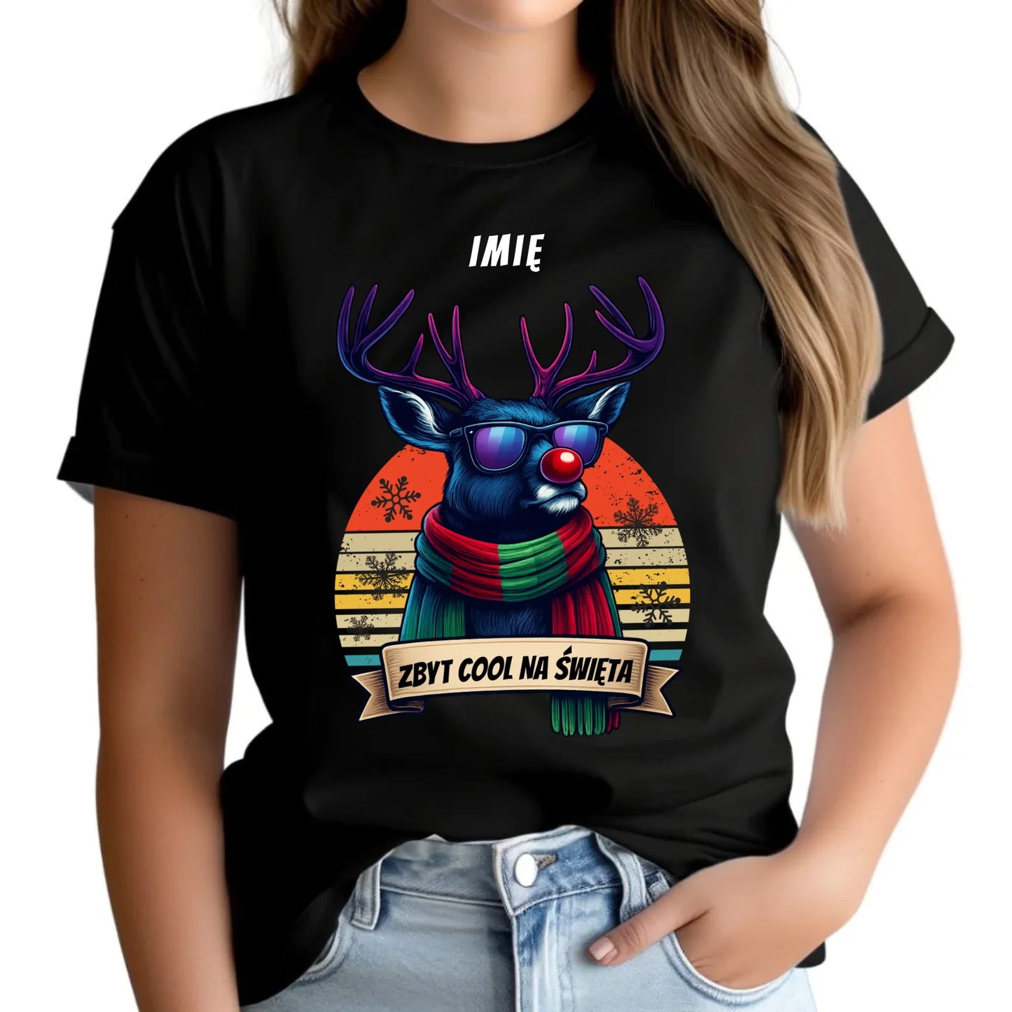 Koszula damska świąteczna z reniferem - Zbyt cool na święta - personalizowana BN128 - StoryCups.pl
