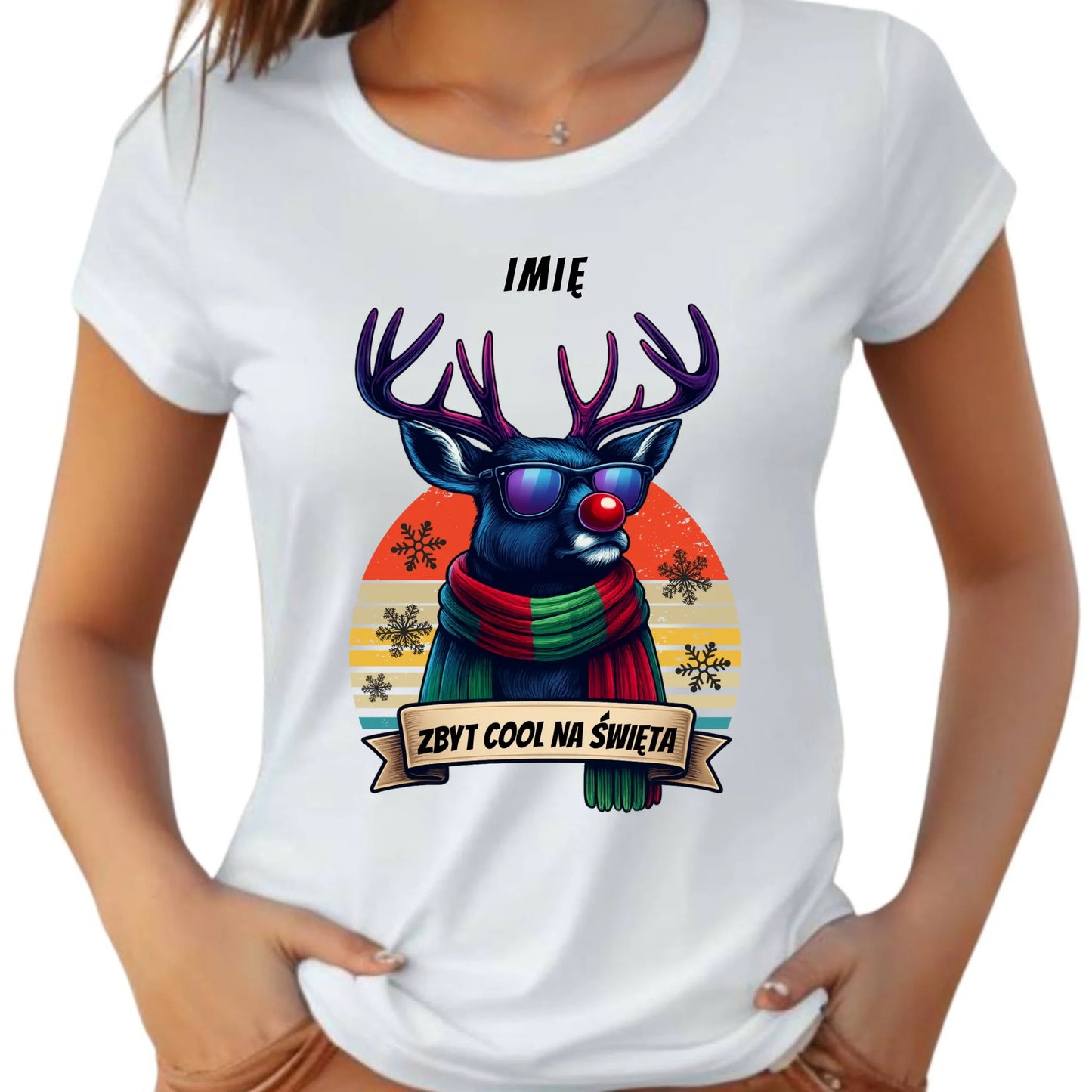 Koszula damska świąteczna z reniferem - Zbyt cool na święta - personalizowana BN128 - StoryCups.pl