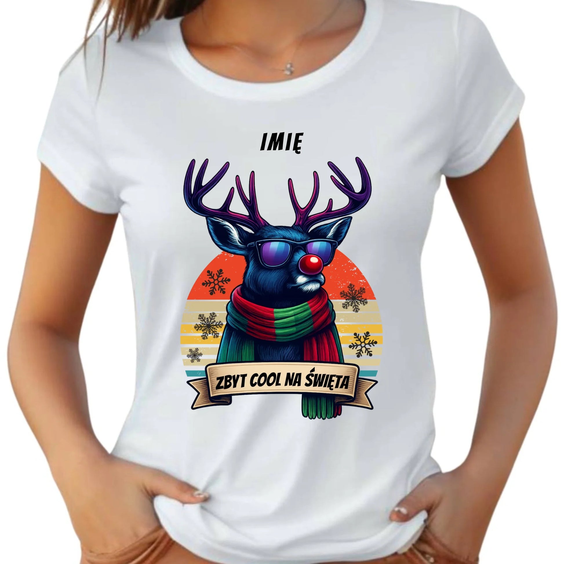 Koszula damska świąteczna z reniferem - Zbyt cool na święta - personalizowana BN128 - StoryCups.pl