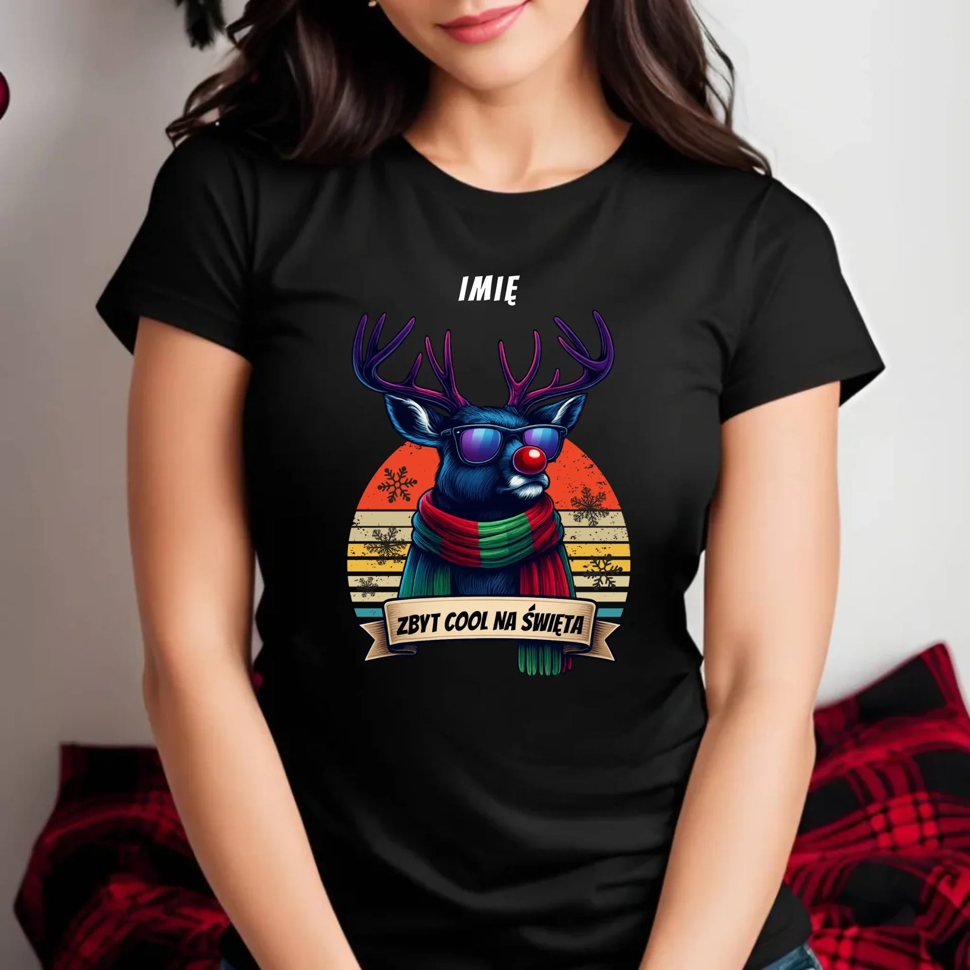 Koszula damska świąteczna z reniferem - Zbyt cool na święta - personalizowana BN128 - StoryCups.pl