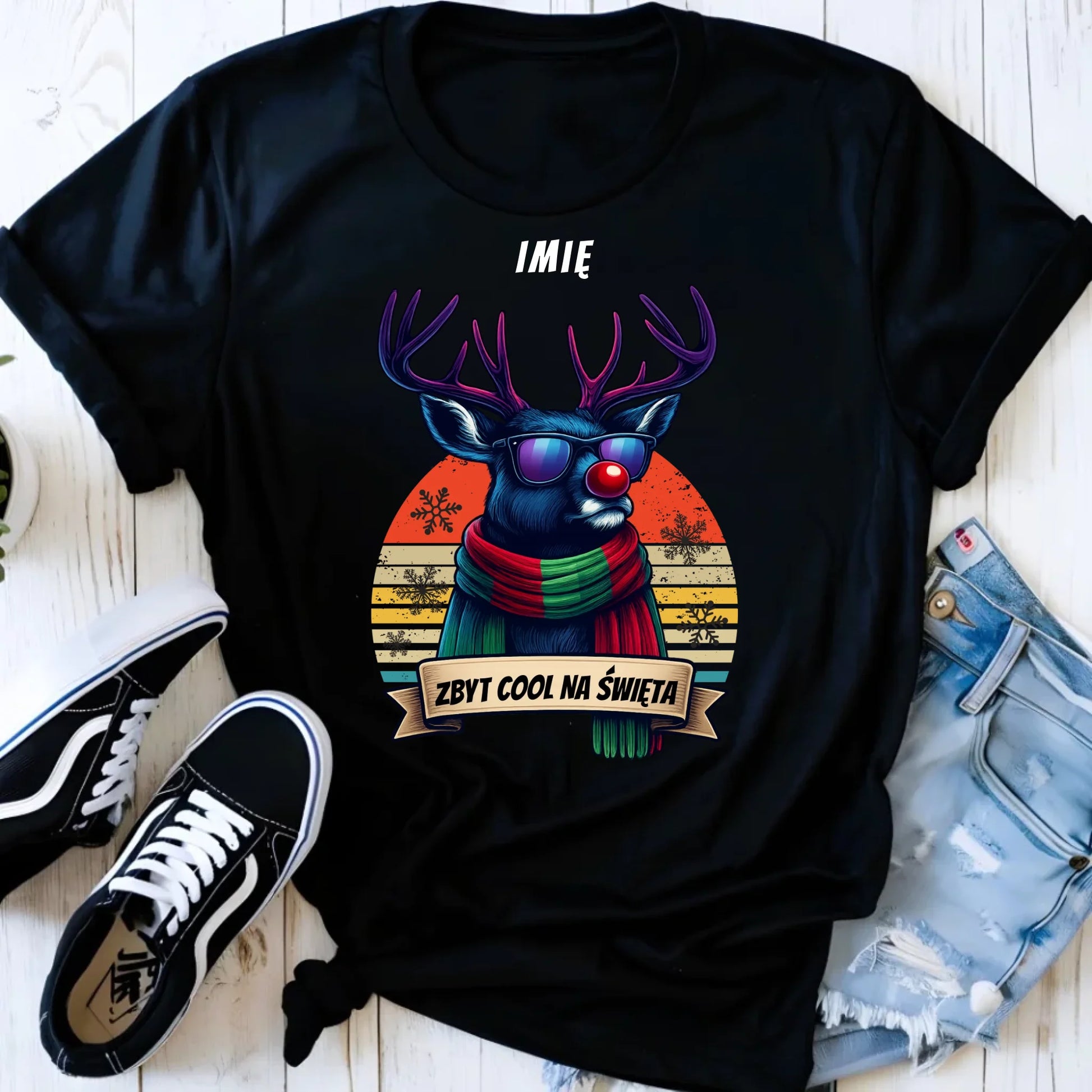 Koszula damska świąteczna z reniferem - Zbyt cool na święta - personalizowana BN128 - StoryCups.pl