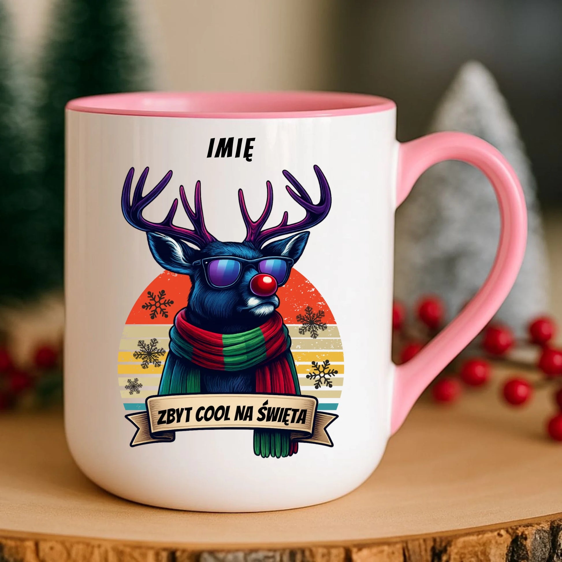 Kubek elegant świąteczny z reniferem - Zbyt cool na święta - personalizowany BN128 - StoryCups.pl