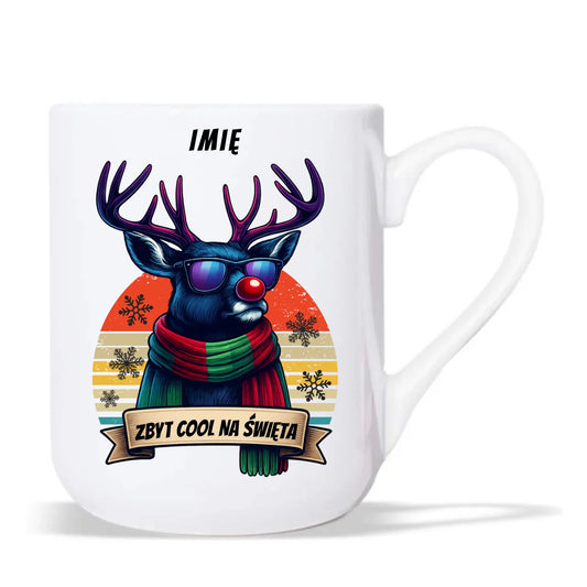 Kubek elegant świąteczny z reniferem - Zbyt cool na święta - personalizowany BN128 - StoryCups.pl
