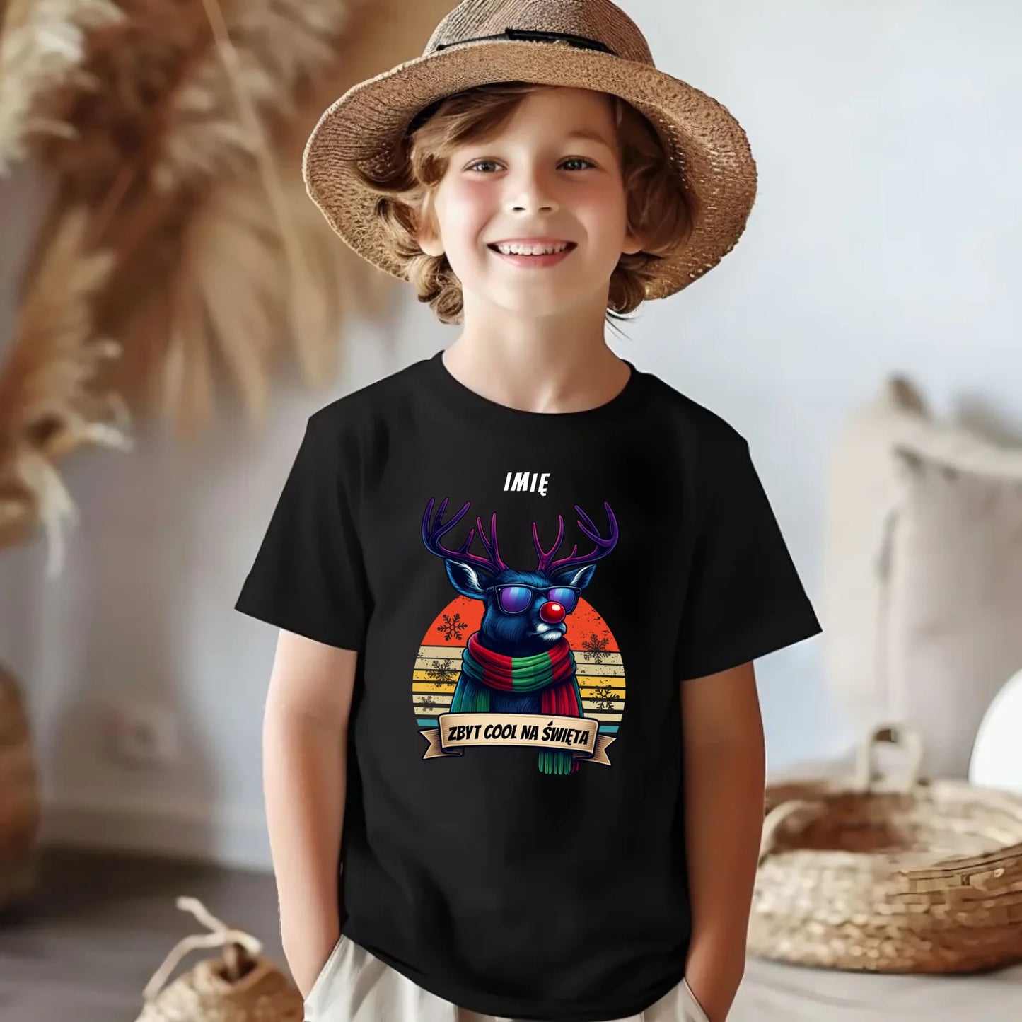 Koszulka dziecięca świąteczna z reniferem - Zbyt cool na święta - personalizowana BN128 - StoryCups.pl