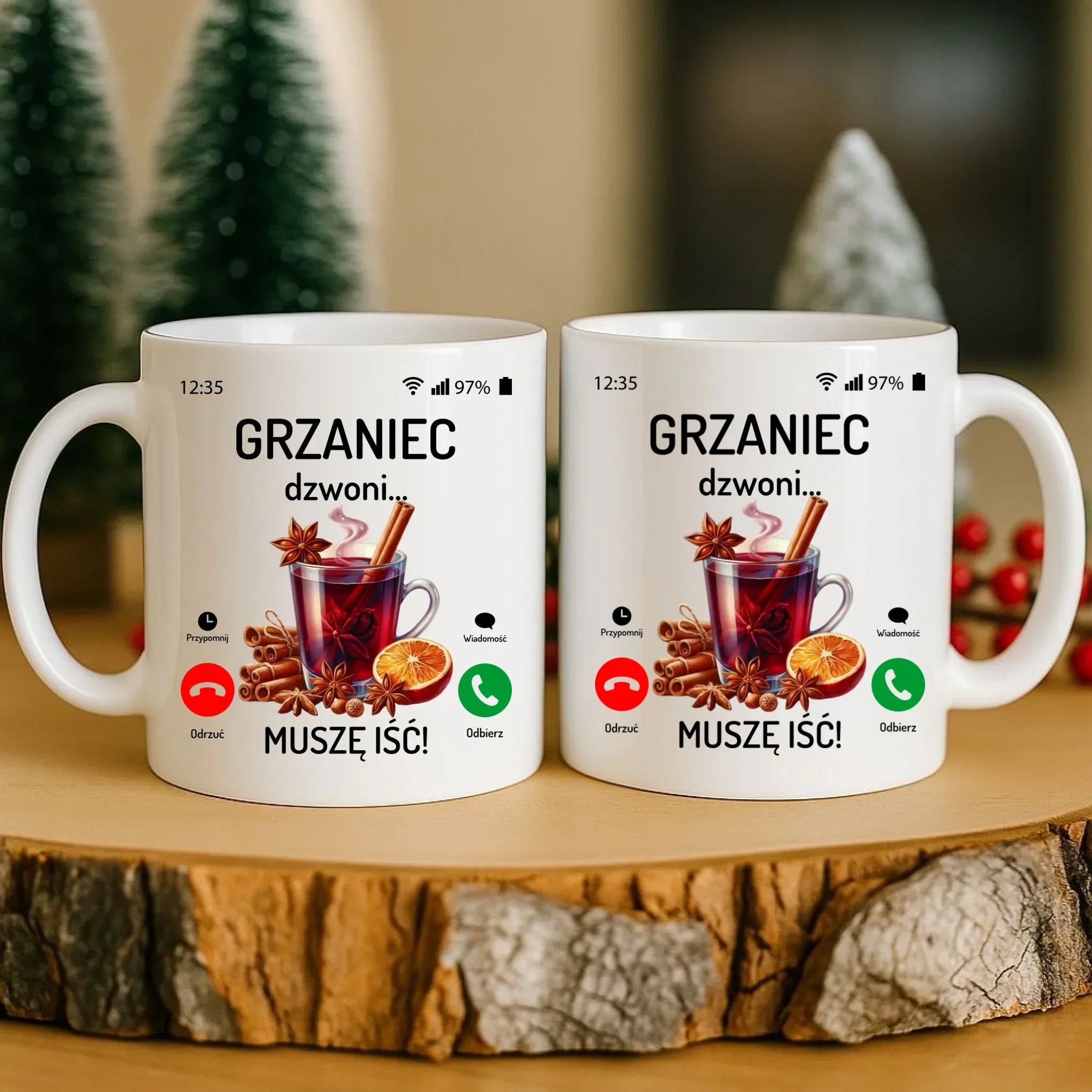 Kubek świąteczny - Grzaniec dzwoni, muszę iść BN127 - StoryCups.pl