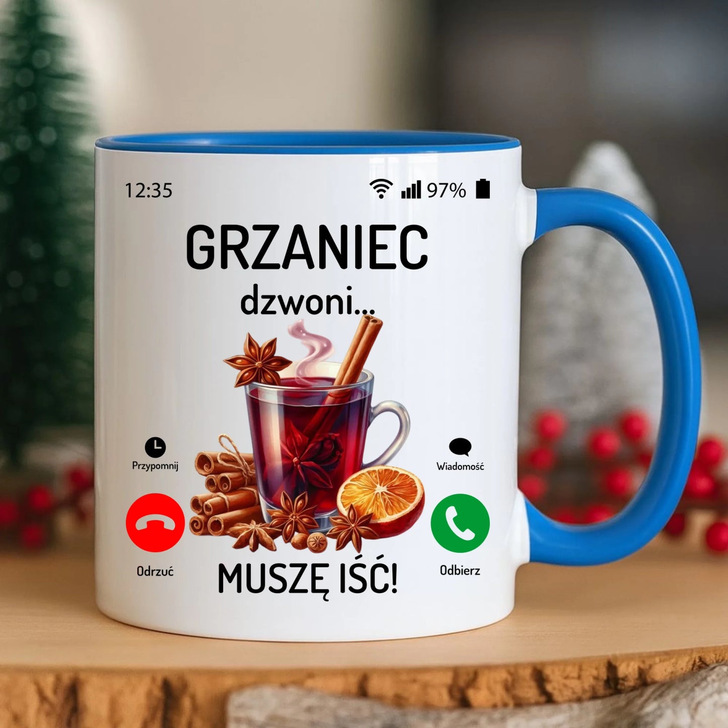 Kubek świąteczny - Grzaniec dzwoni, muszę iść BN127 - StoryCups.pl