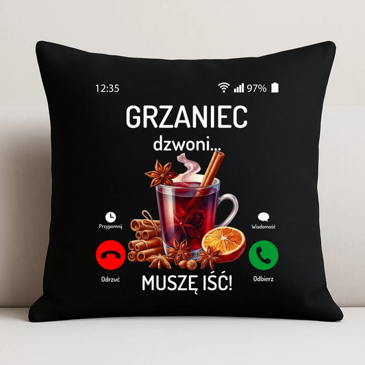 Poduszka dekoracyjna świąteczna - Grzaniec dzwoni, muszę iść BN127 - StoryCups.pl