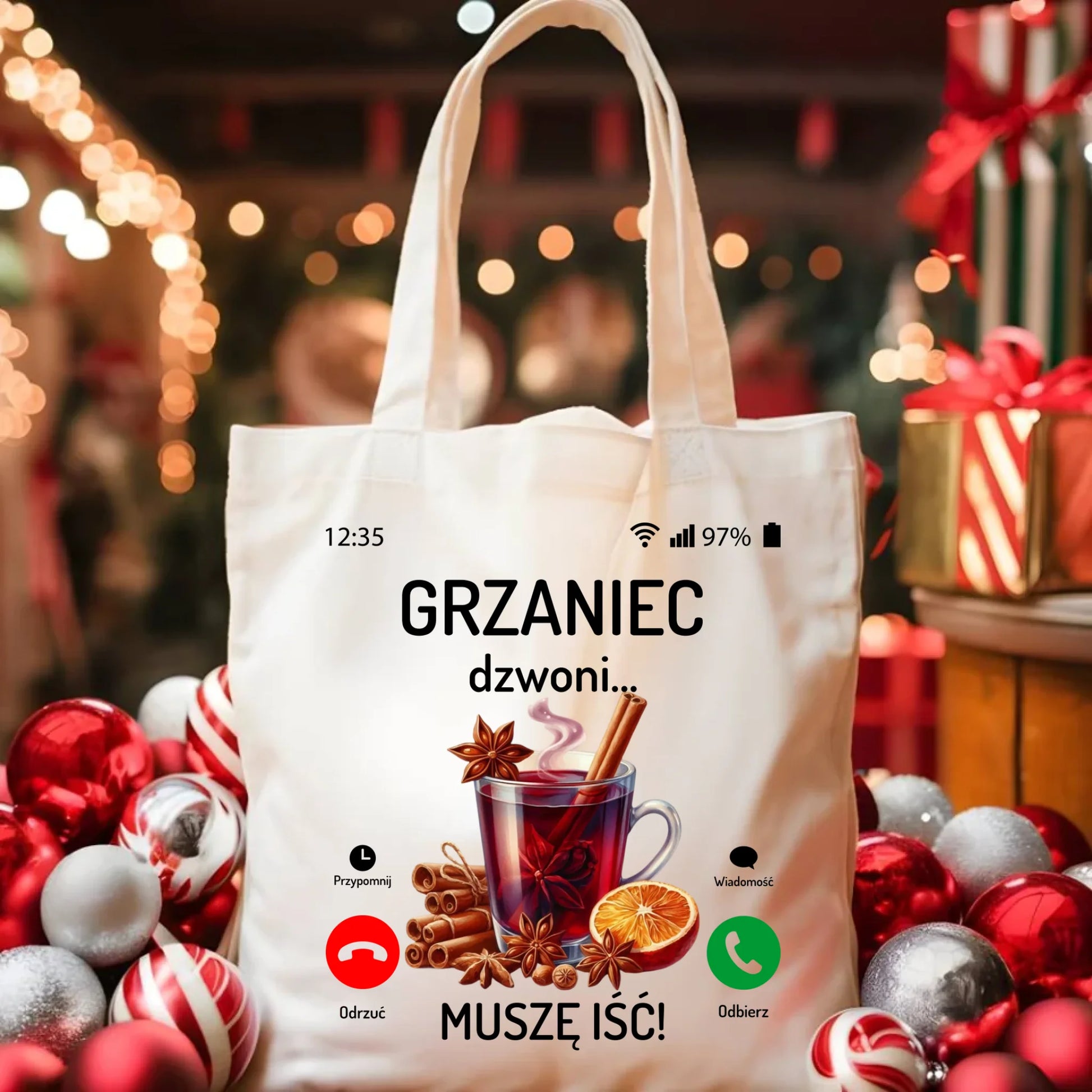 Torba świąteczna - Grzaniec dzwoni, muszę iść BN127 - StoryCups.pl