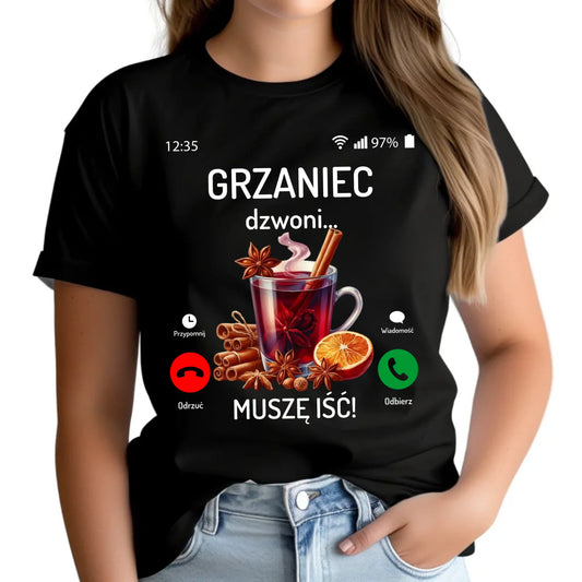 Koszulka damska świąteczna - Grzaniec dzwoni, muszę iść BN127 - StoryCups.pl