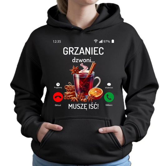 Bluza damska z kapturem świąteczna - Grzaniec dzwoni, muszę iść BN127 - StoryCups.pl