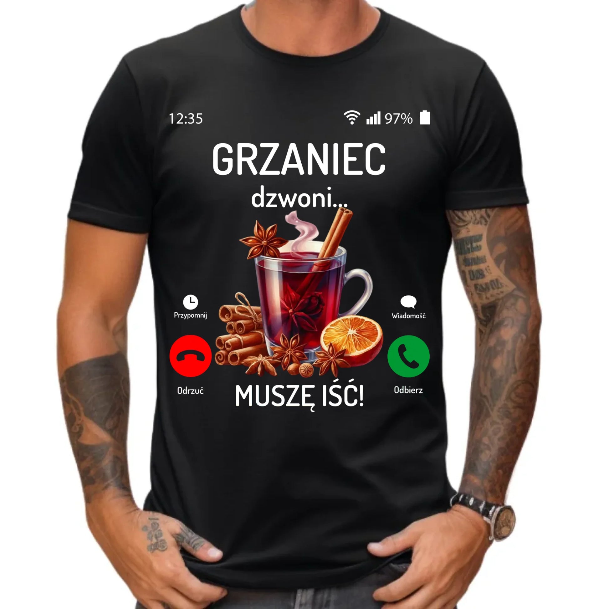 Koszulka męska świąteczna - Grzaniec dzwoni, muszę iść BN127 - StoryCups.pl