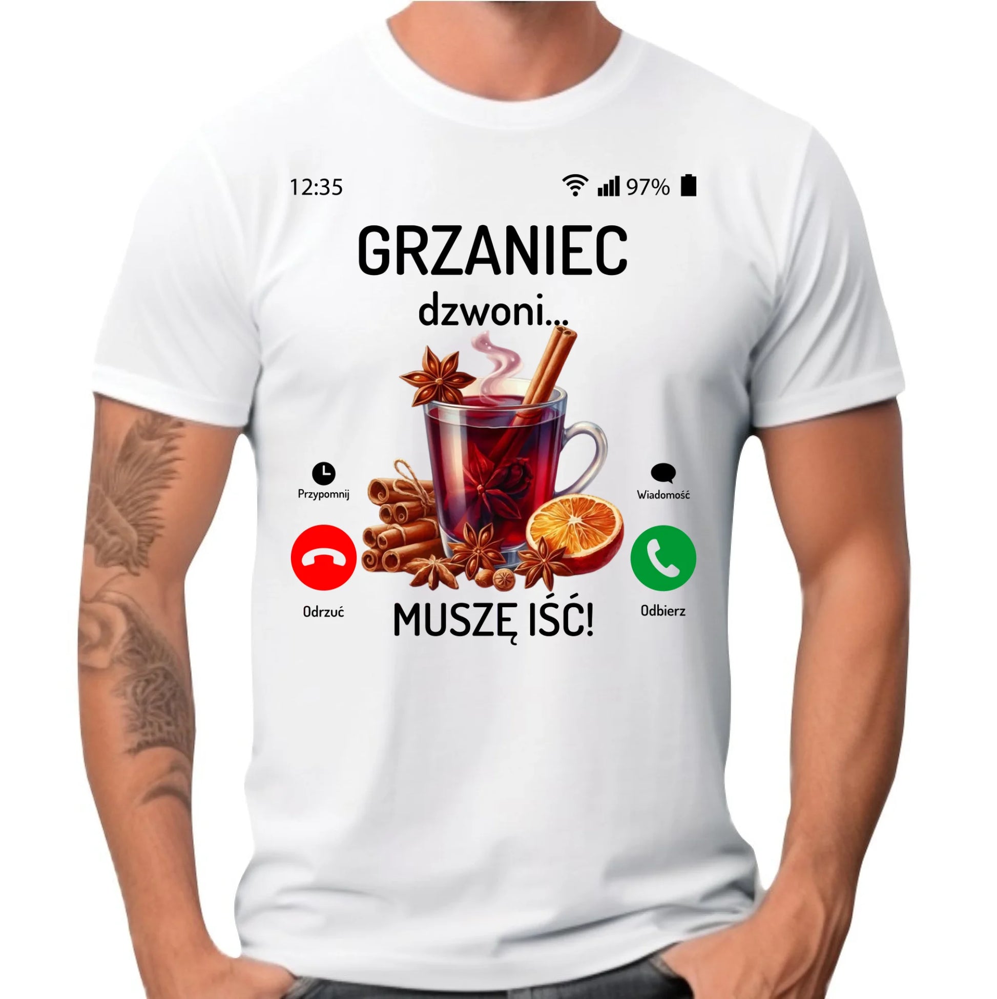 Koszulka męska świąteczna - Grzaniec dzwoni, muszę iść BN127 - StoryCups.pl