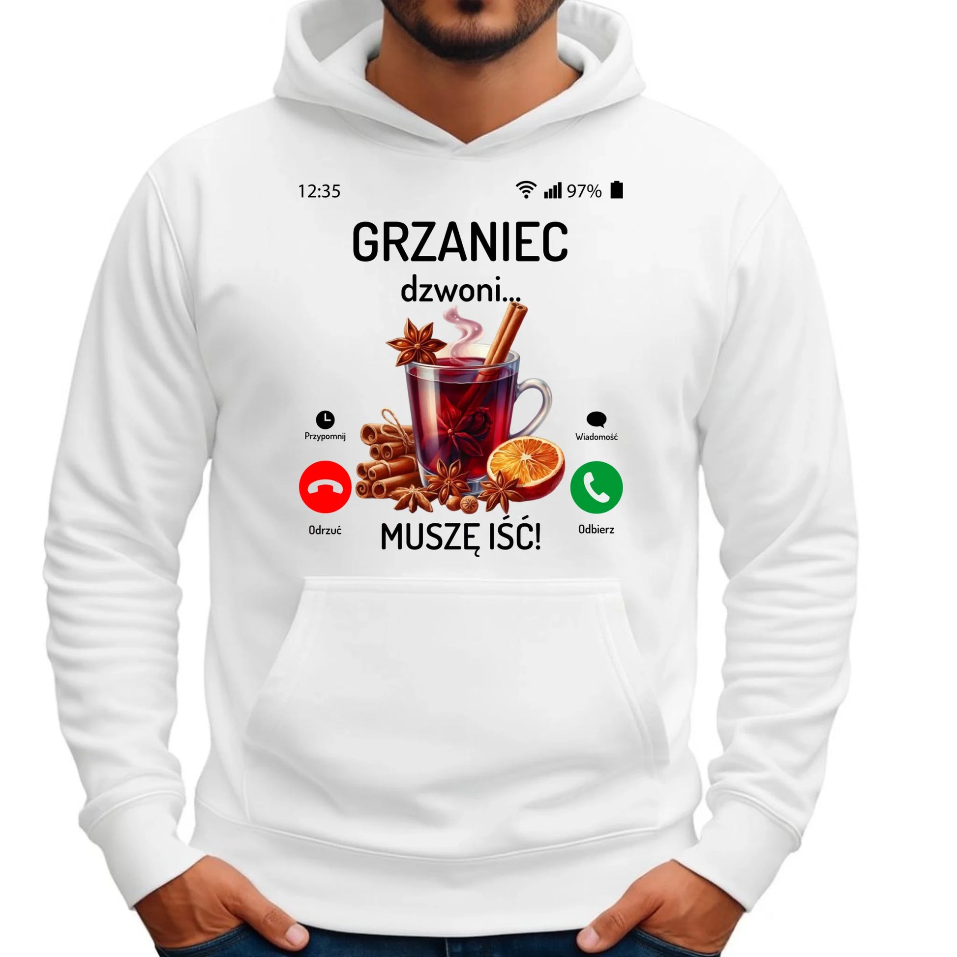 Bluza męska świąteczna - Grzaniec dzwoni, muszę iść BN127 - StoryCups.pl