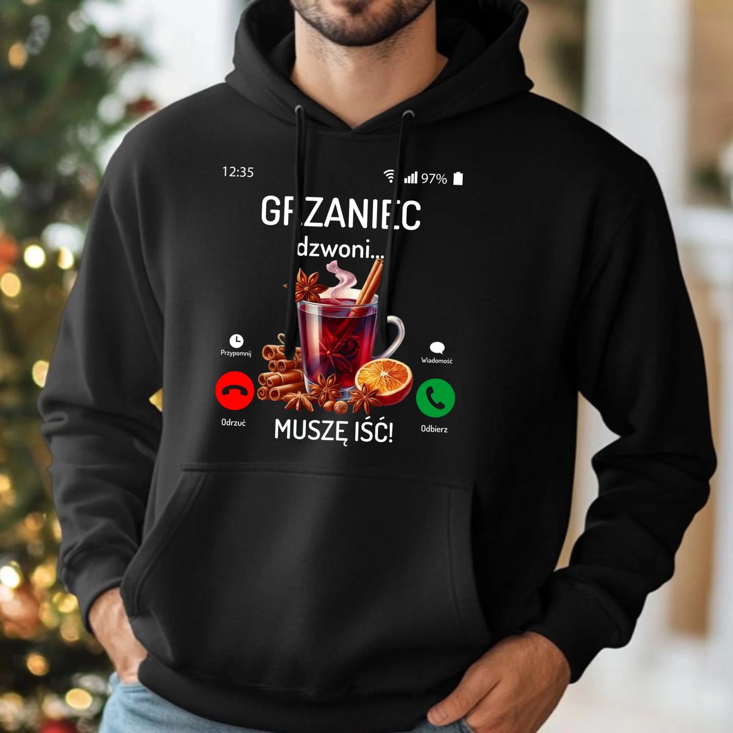 Bluza męska świąteczna - Grzaniec dzwoni, muszę iść BN127 - StoryCups.pl