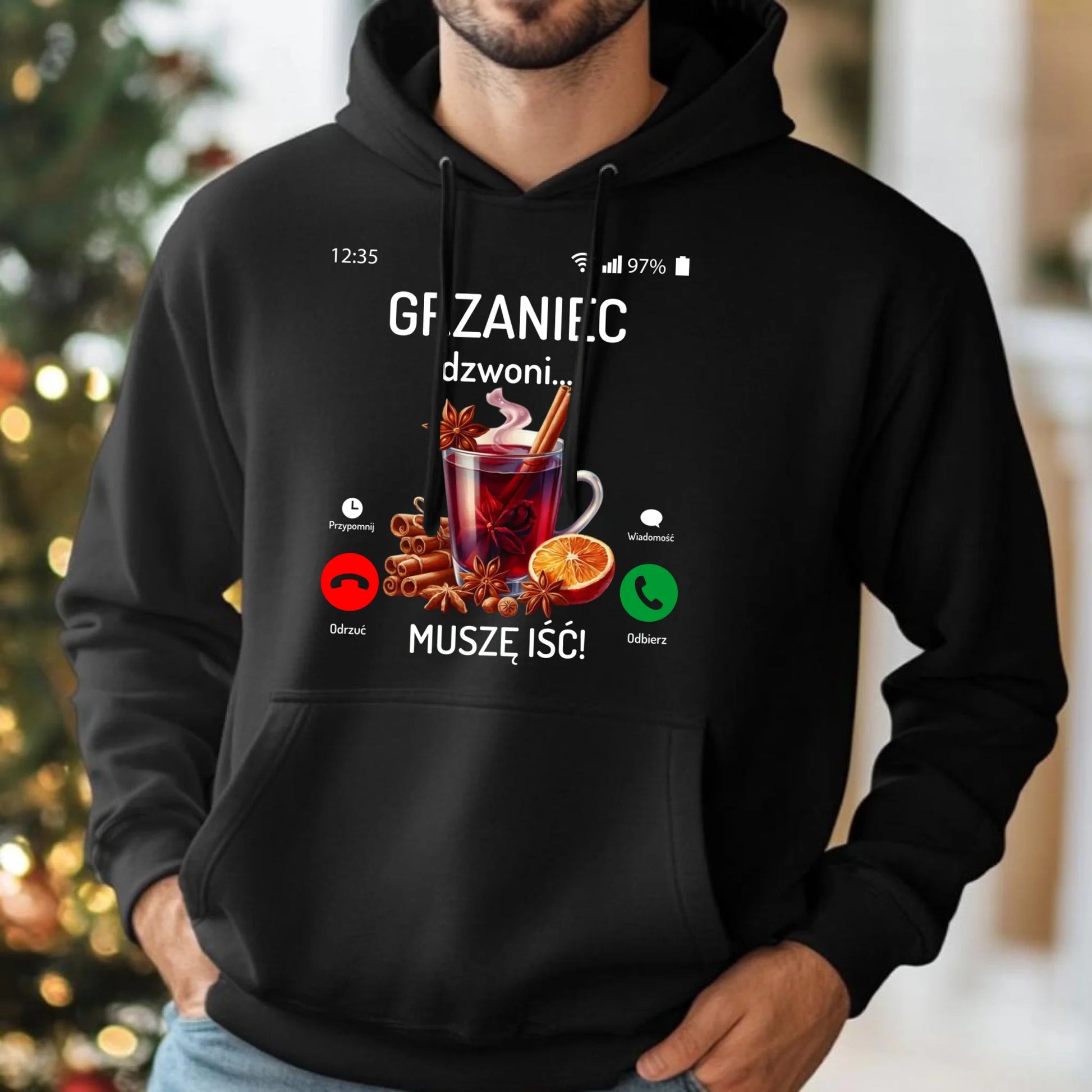 Bluza męska świąteczna - Grzaniec dzwoni, muszę iść BN127 - StoryCups.pl