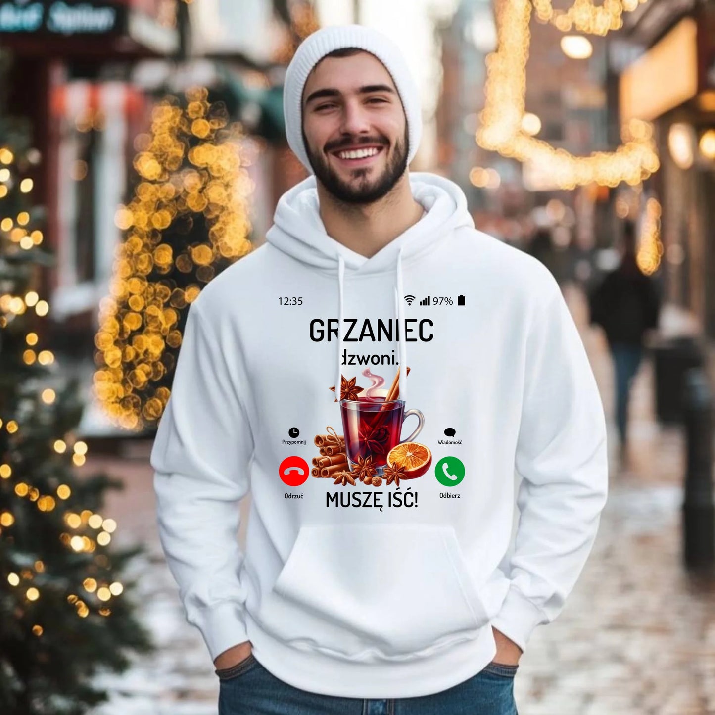 Bluza męska świąteczna - Grzaniec dzwoni, muszę iść BN127 - StoryCups.pl