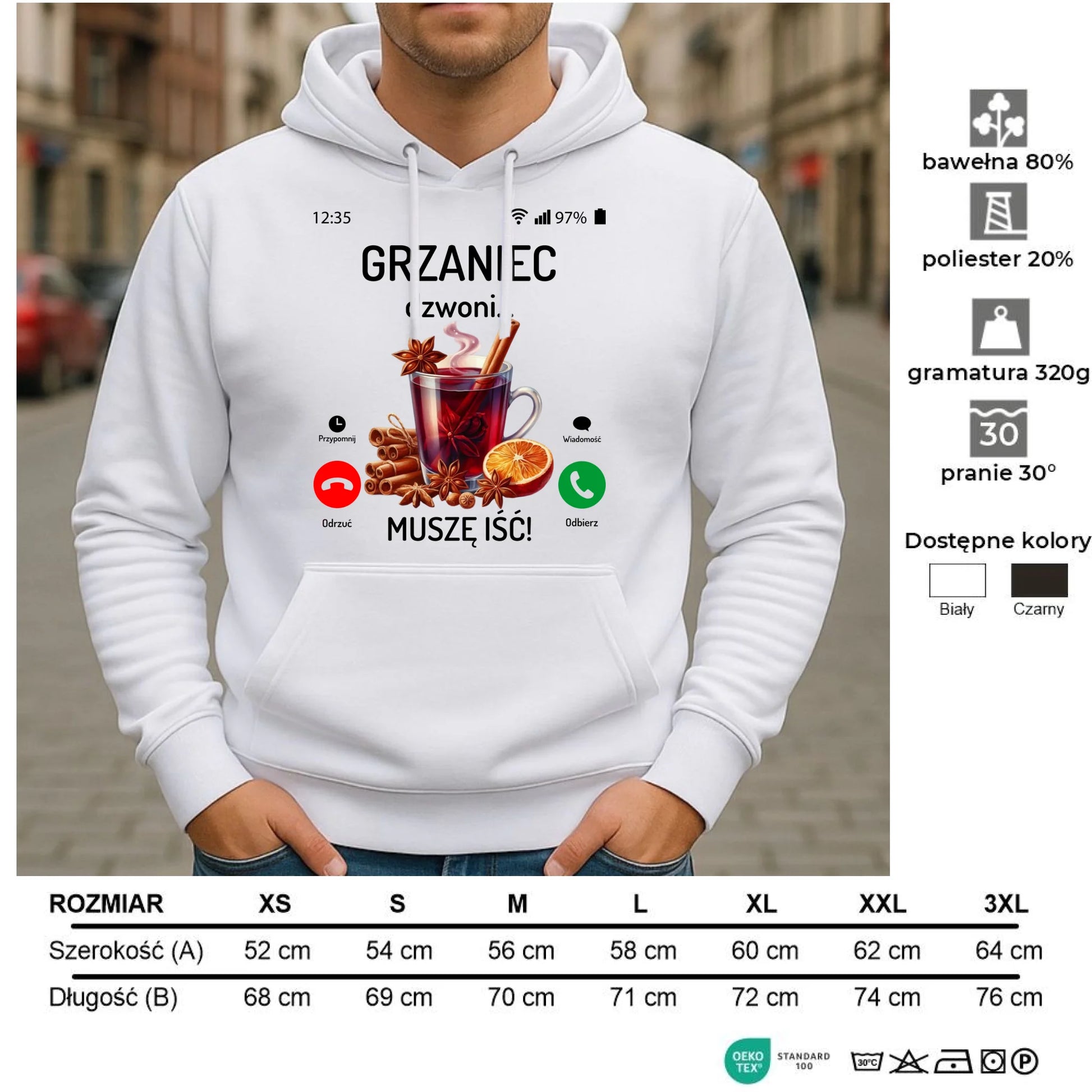 Bluza męska świąteczna - Grzaniec dzwoni, muszę iść BN127 - StoryCups.pl