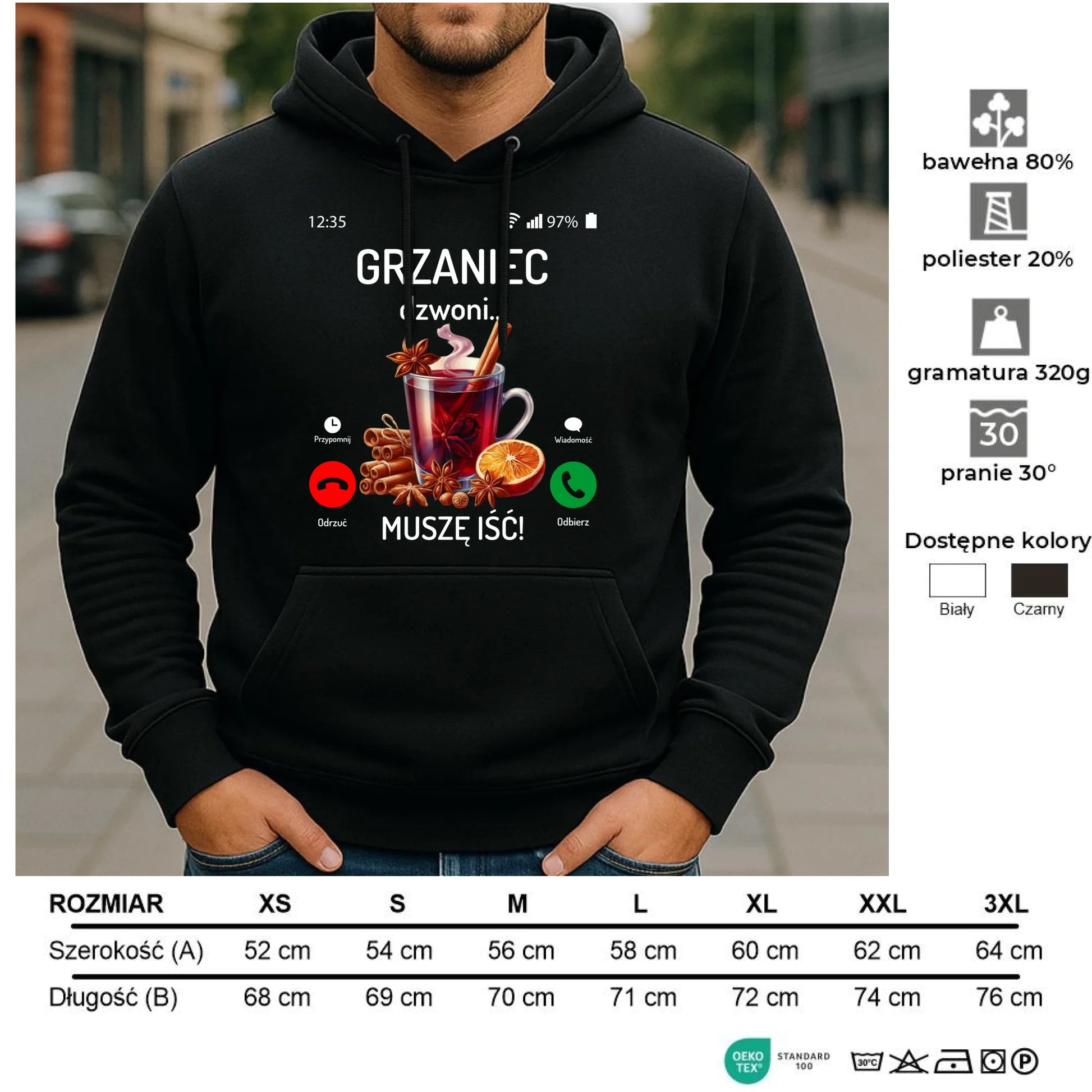 Bluza męska świąteczna - Grzaniec dzwoni, muszę iść BN127 - StoryCups.pl
