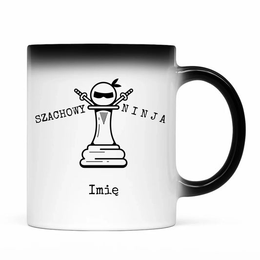 Kubek magiczny dla szachisty - Szachowy ninja - personalizowany HSZ01 - StoryCups.pl