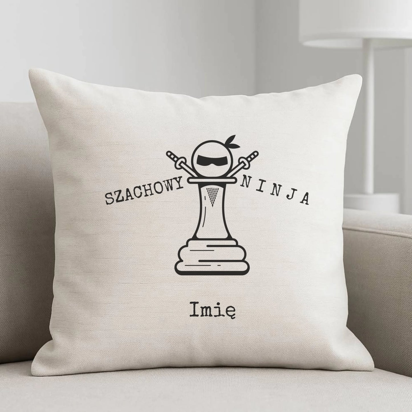Poduszka dla szachisty - Szachowy ninja - personalizowana HSZ01 - StoryCups.pl