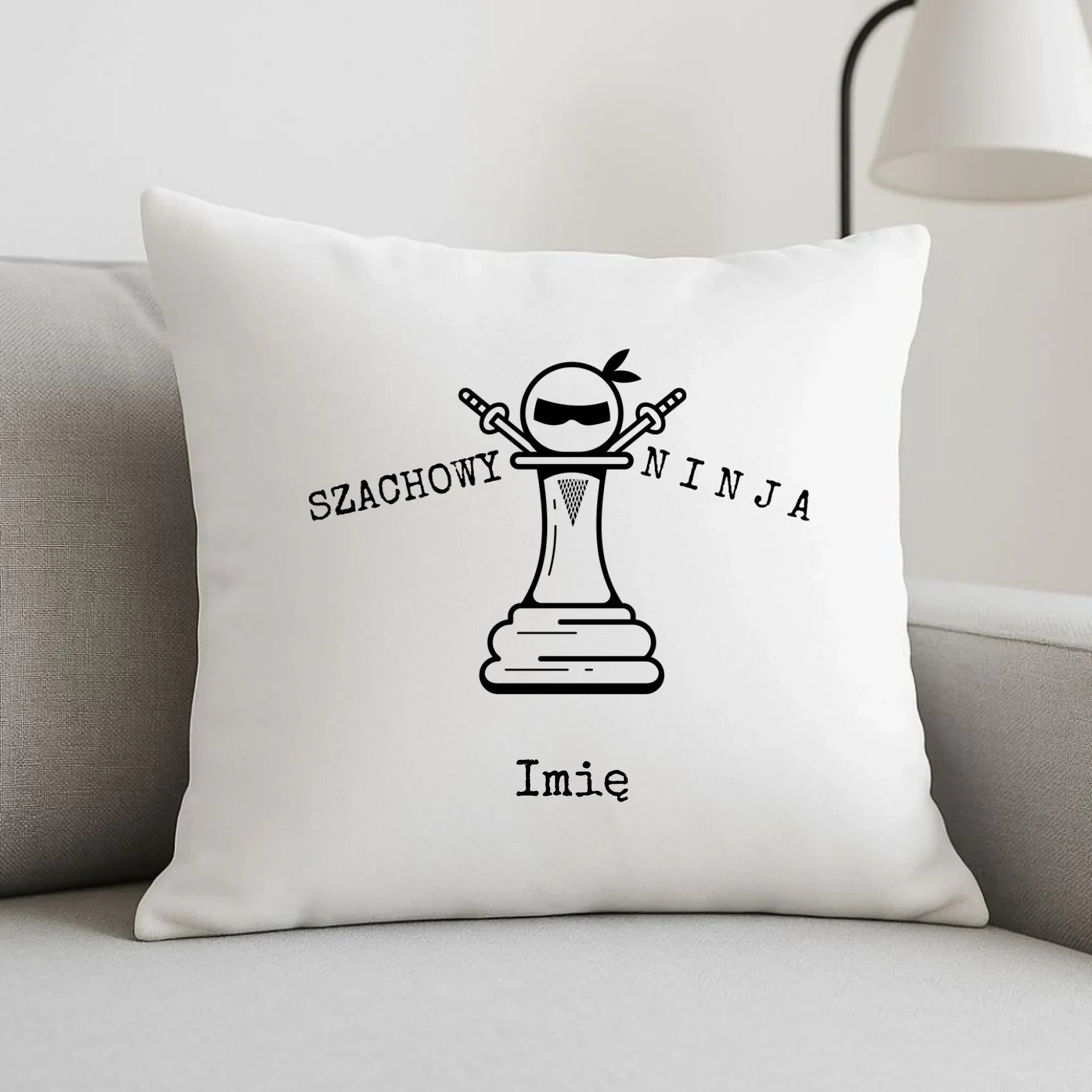 Poduszka dla szachisty - Szachowy ninja - personalizowana HSZ01 - StoryCups.pl