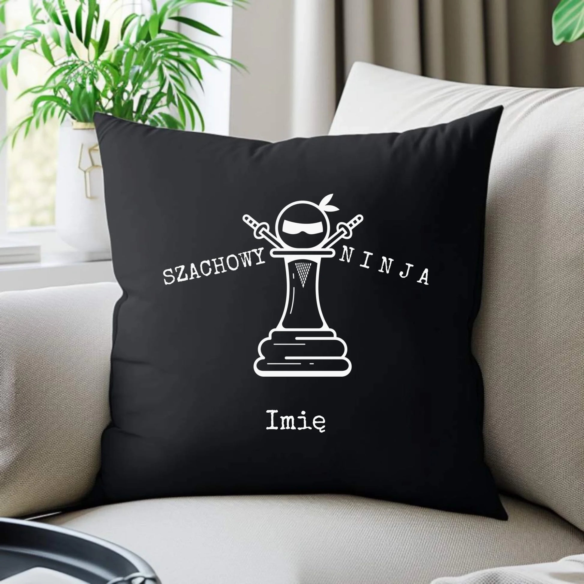 Poduszka dekoracyjna dla szachisty - Szachowy ninja - personalizowana HSZ01 - StoryCups.pl
