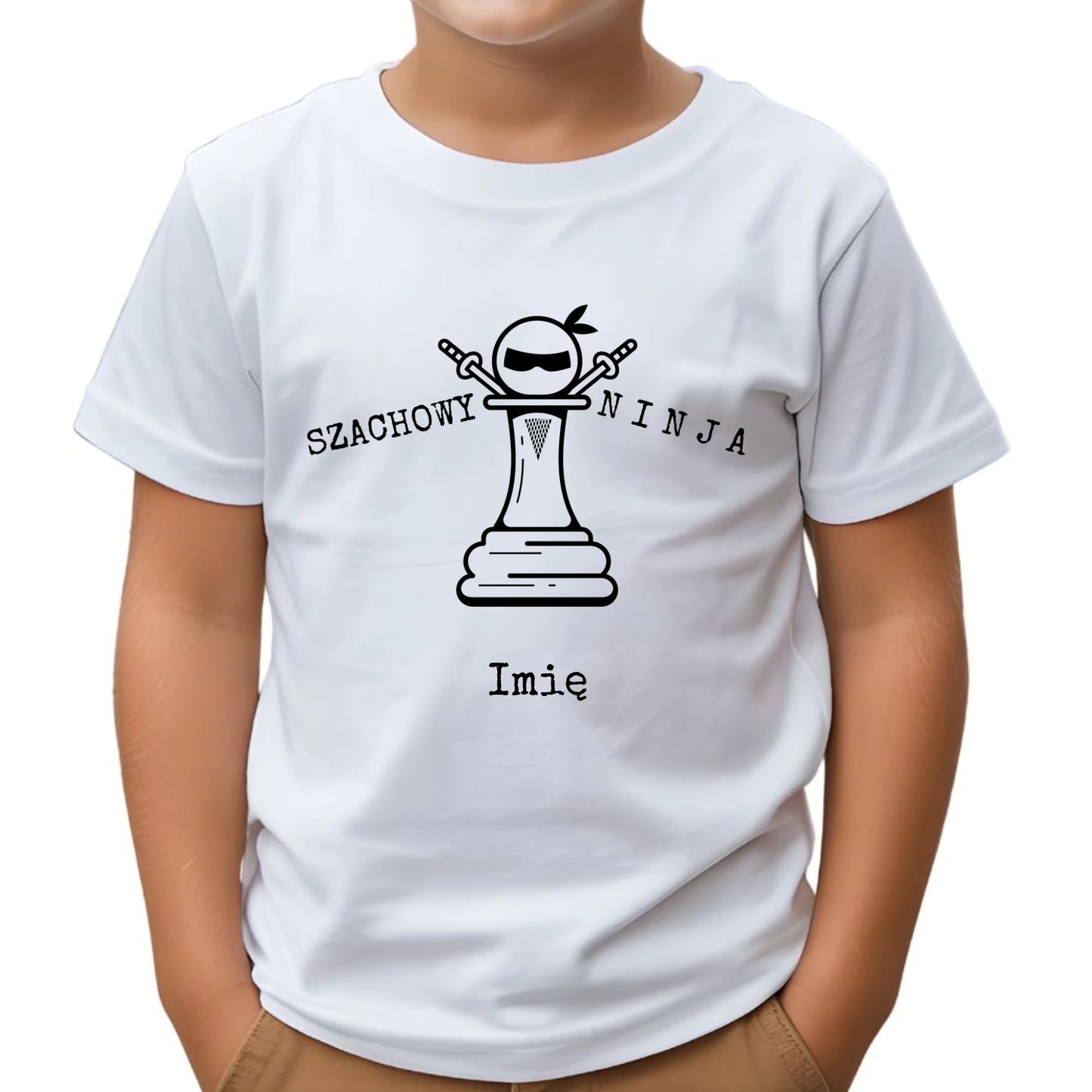 Koszulka dziecięca dla szachisty - Szachowy ninja - personalizowana HSZ01 - StoryCups.pl