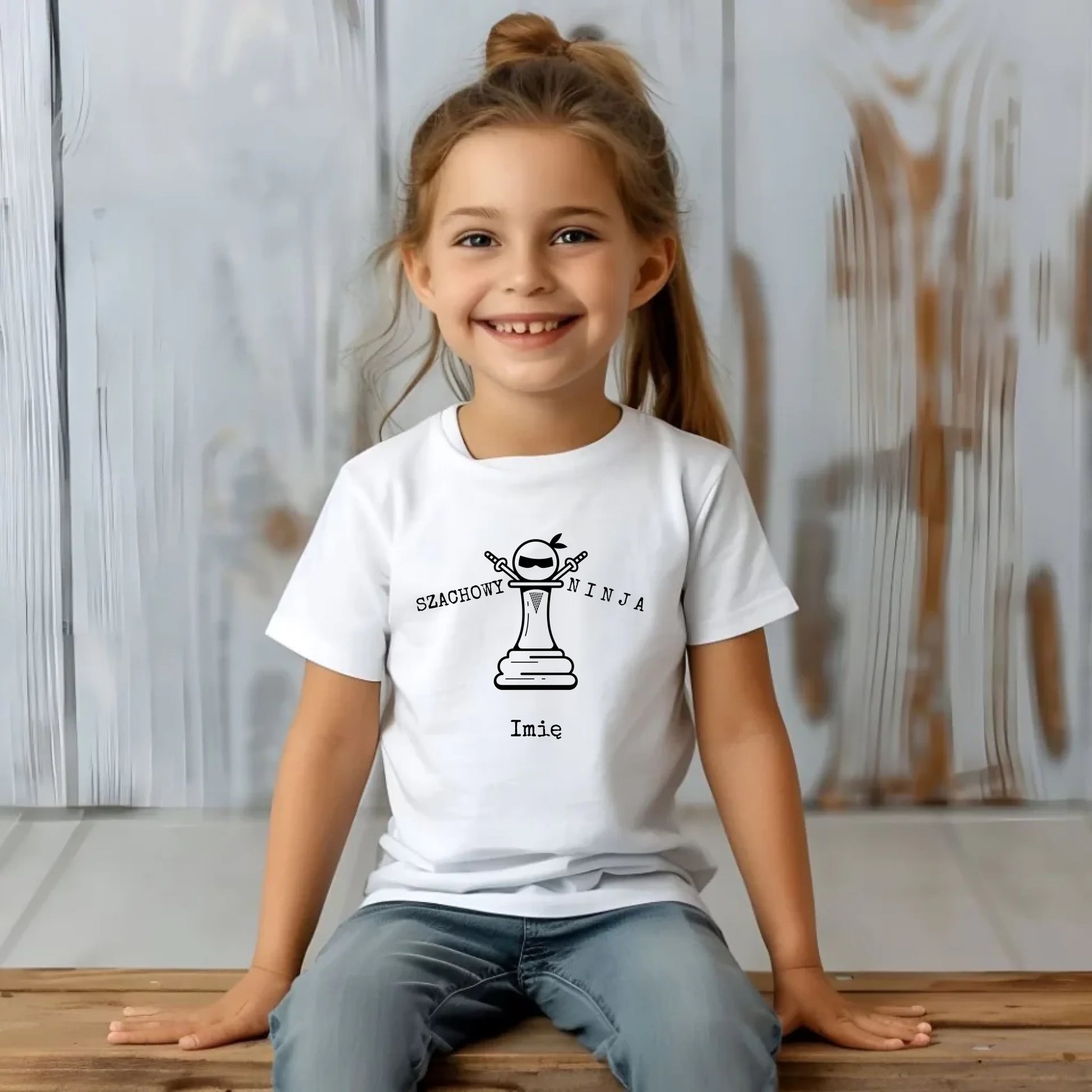 Koszulka dziecięca dla szachisty - Szachowy ninja - personalizowana HSZ01 - StoryCups.pl